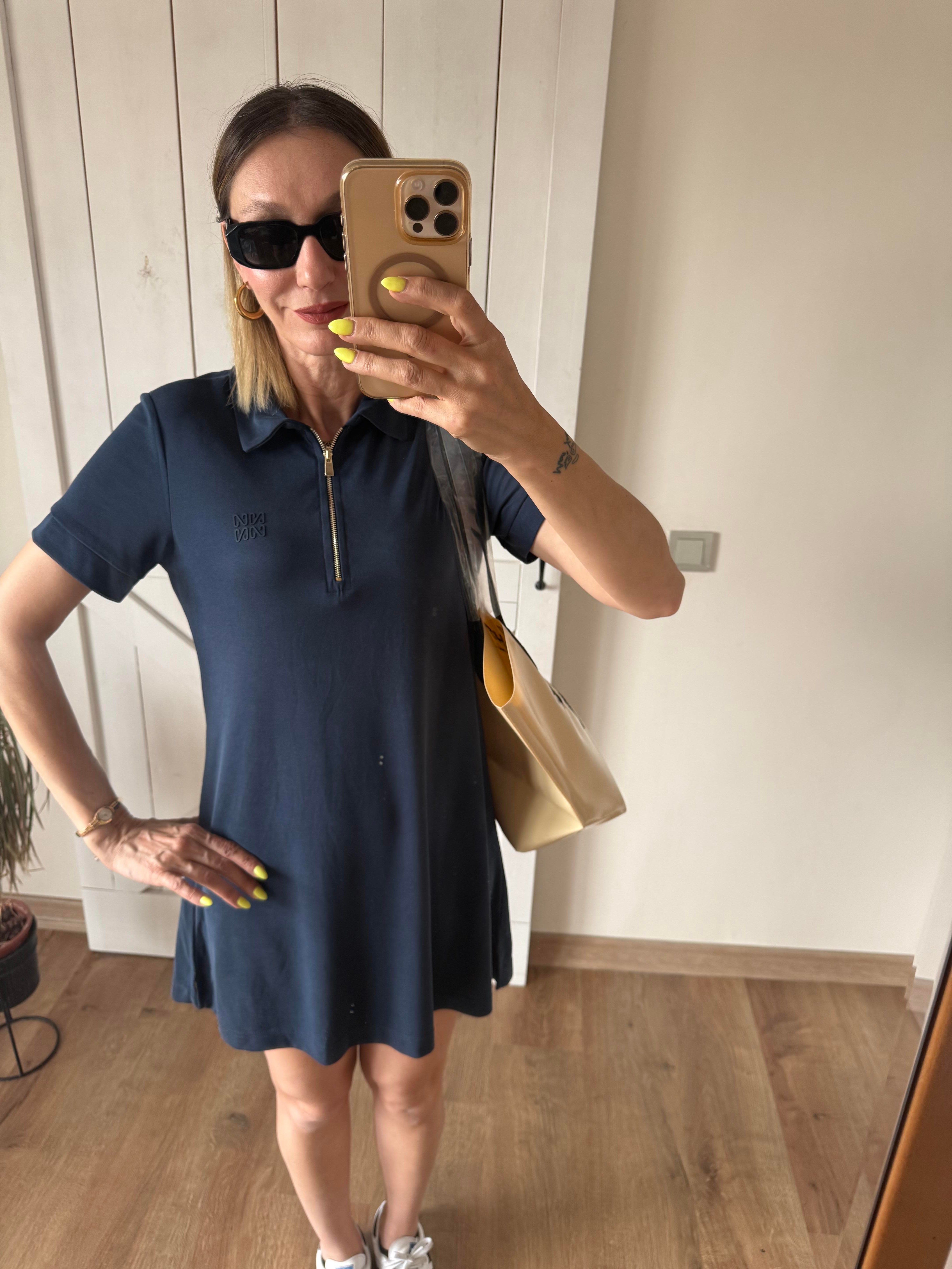 Work Moda Polo Yaka Siyah Elbise