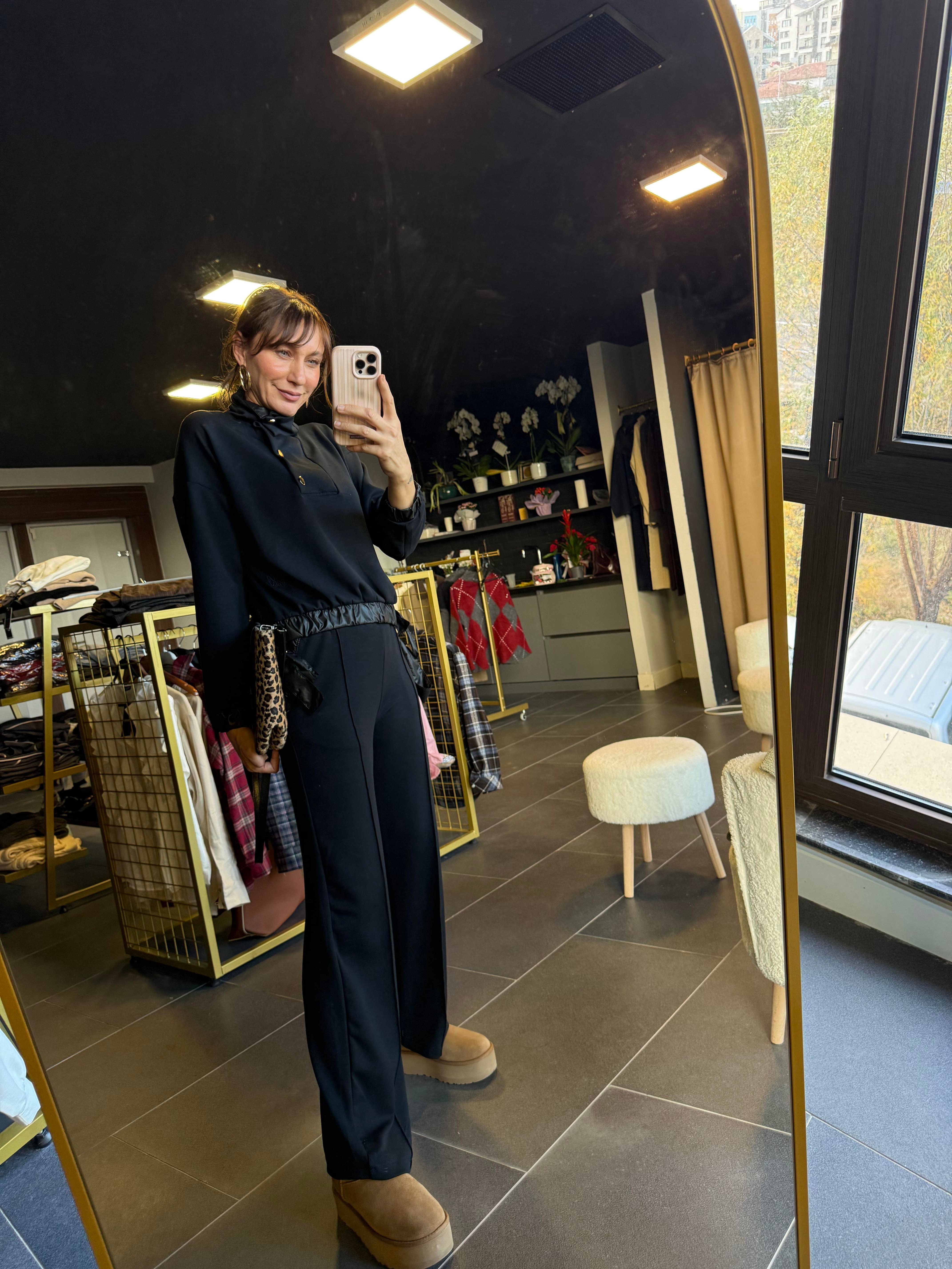 Work Modal Antrasit Çıtçıt Detaylı Alt Üst Premium Takım