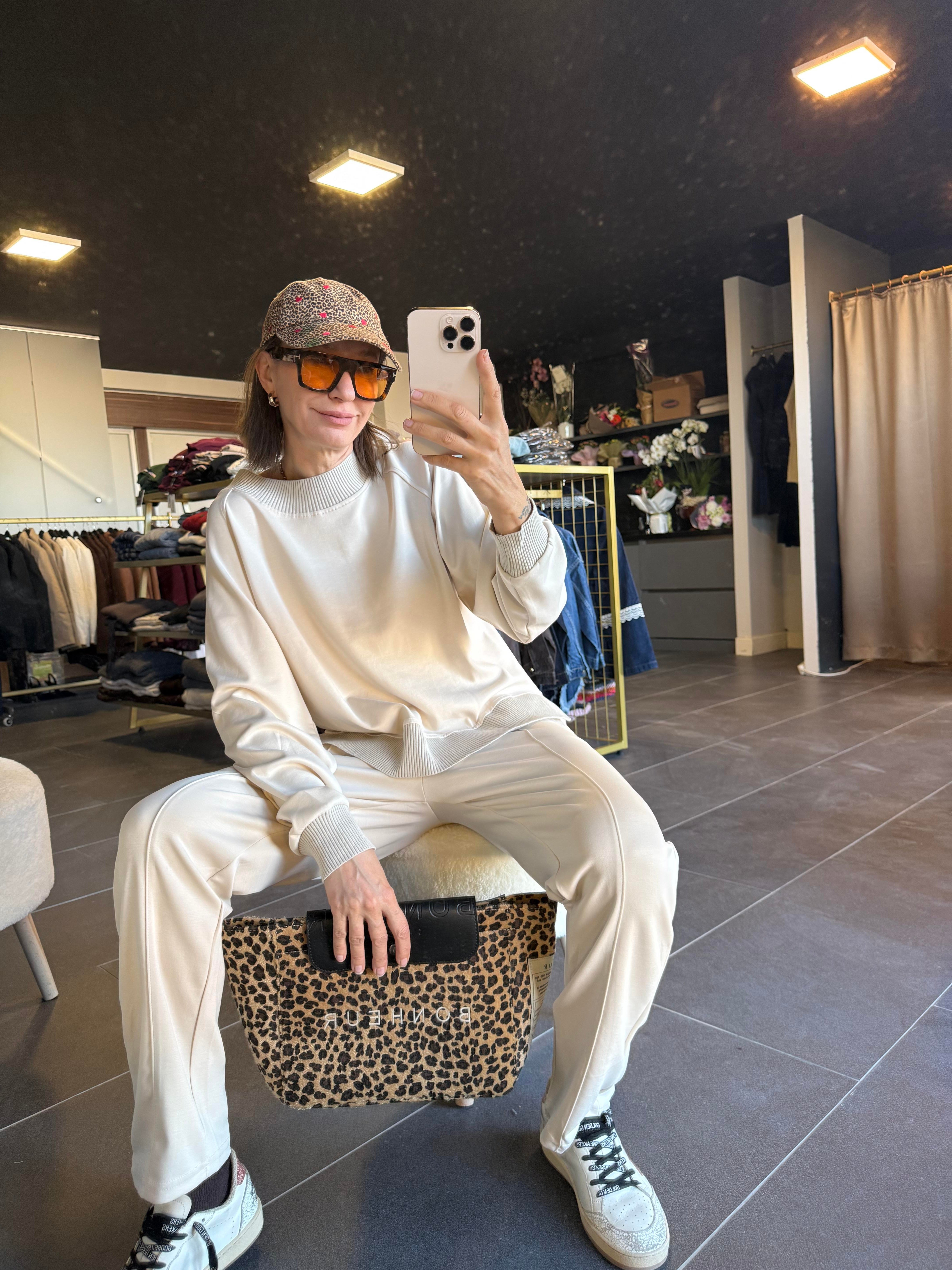 Work Modal Ekru Alt Üst Premium Takım