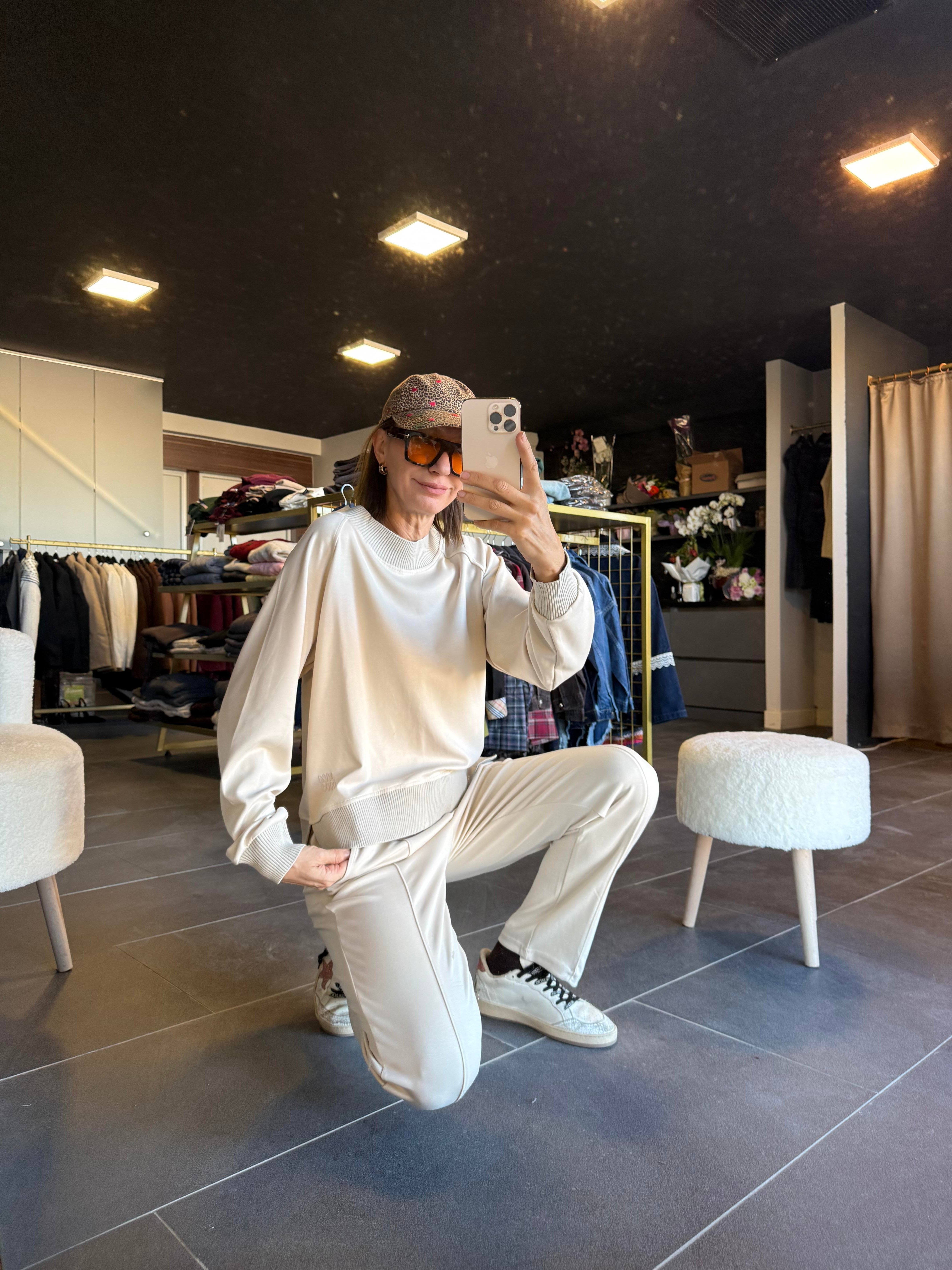 Work Modal Ekru Alt Üst Premium Takım