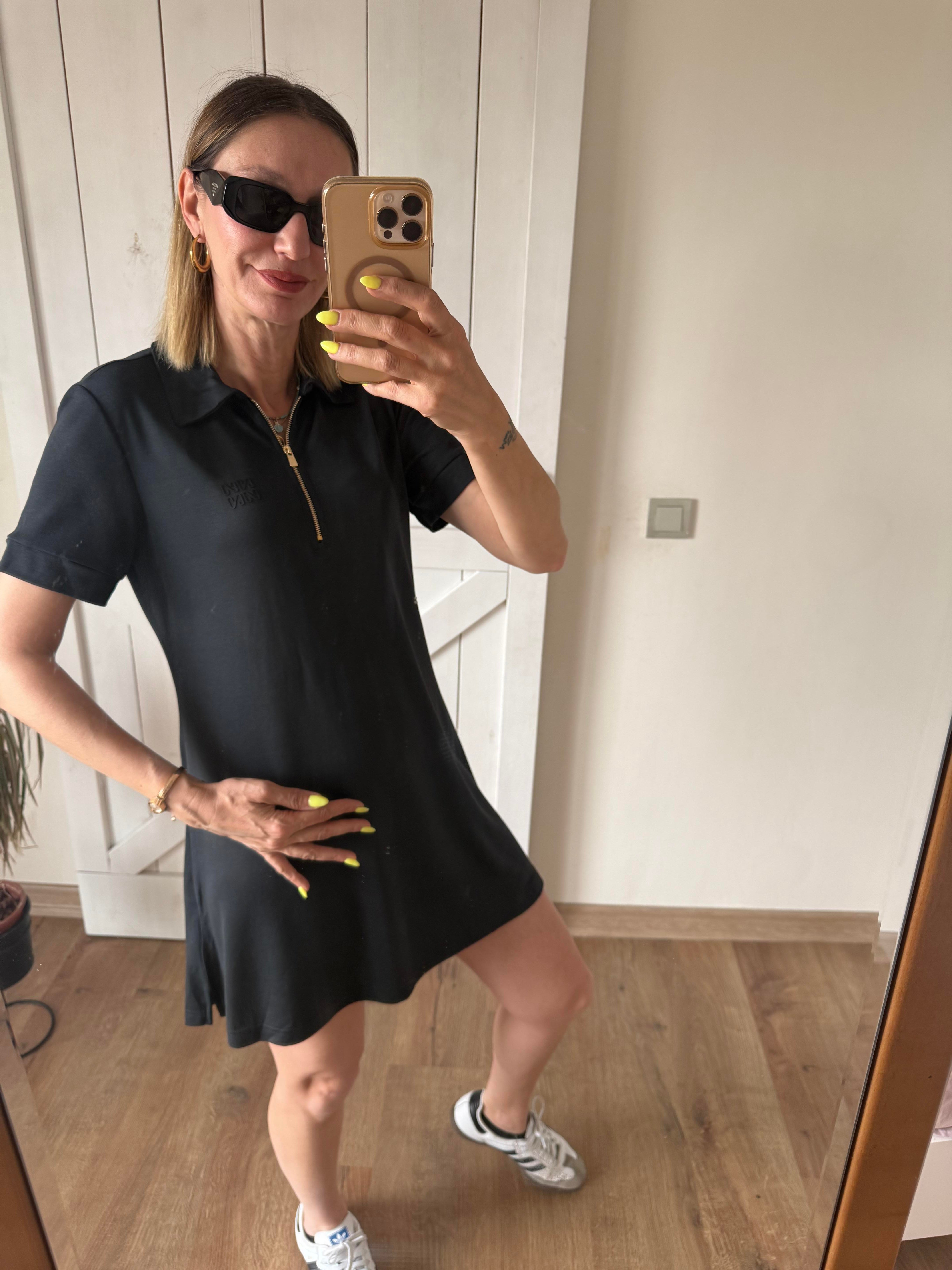 Work Polo Yaka Siyah Elbise