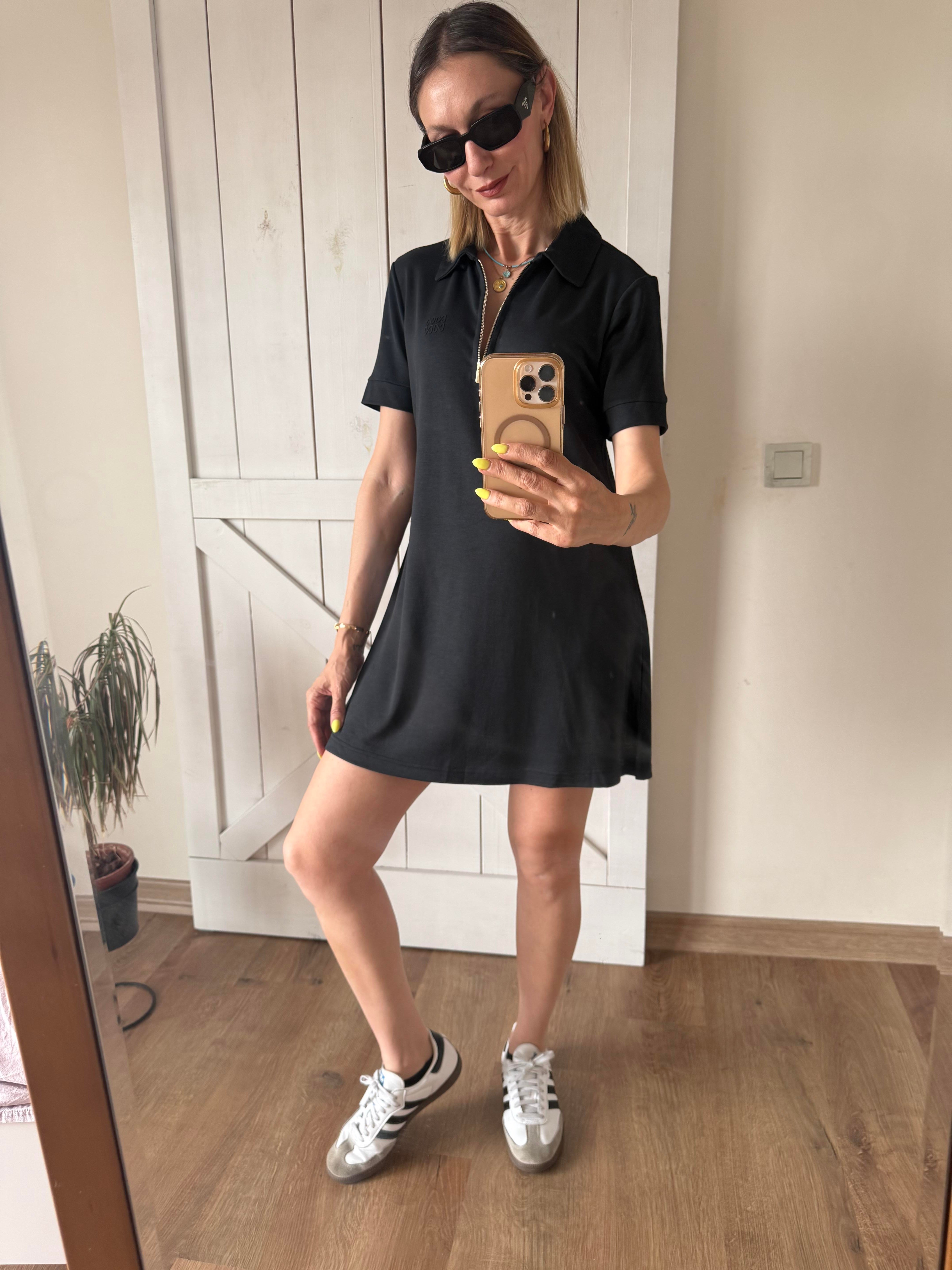 Work Polo Yaka Siyah Elbise