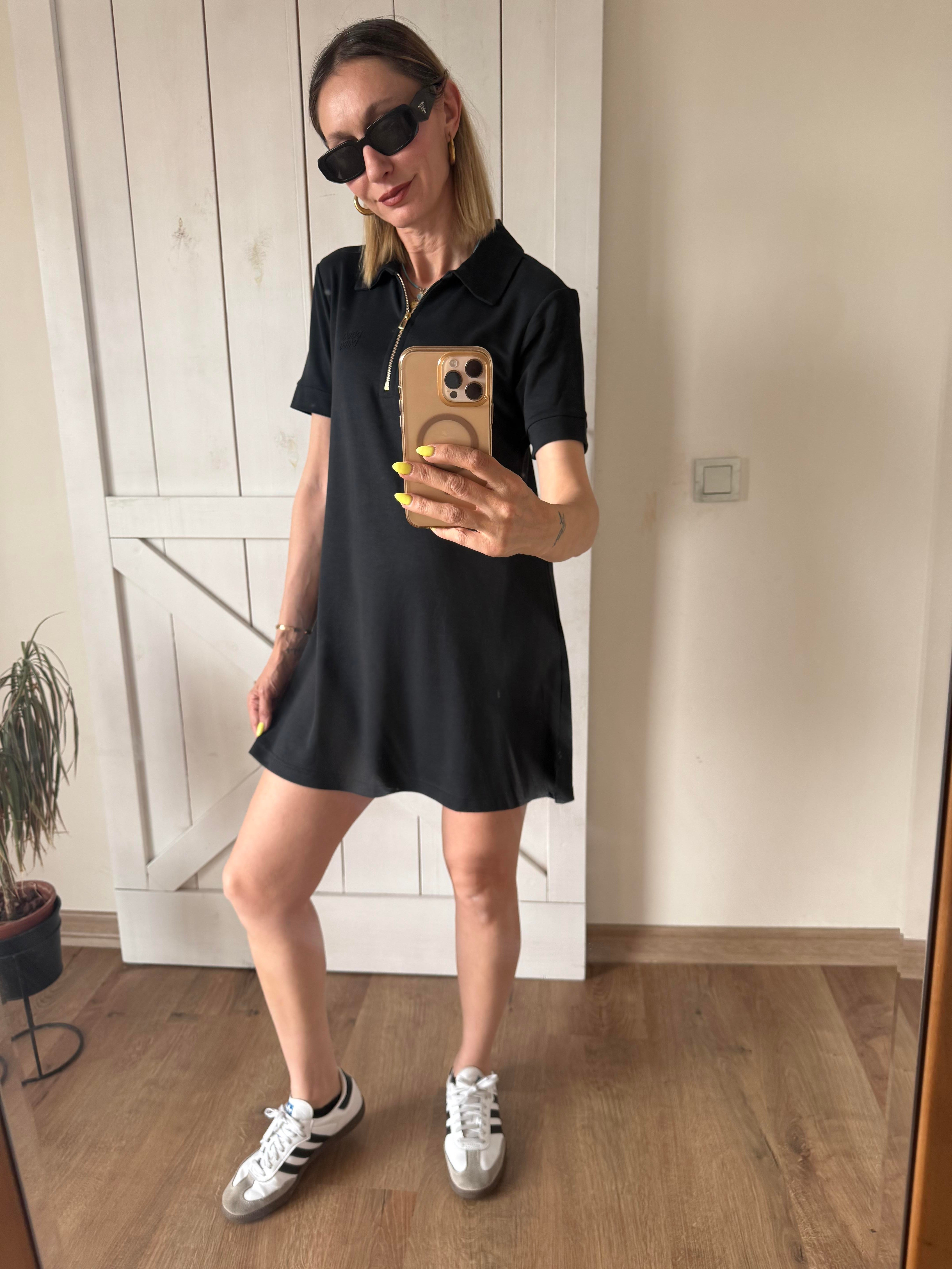 Work Polo Yaka Siyah Elbise