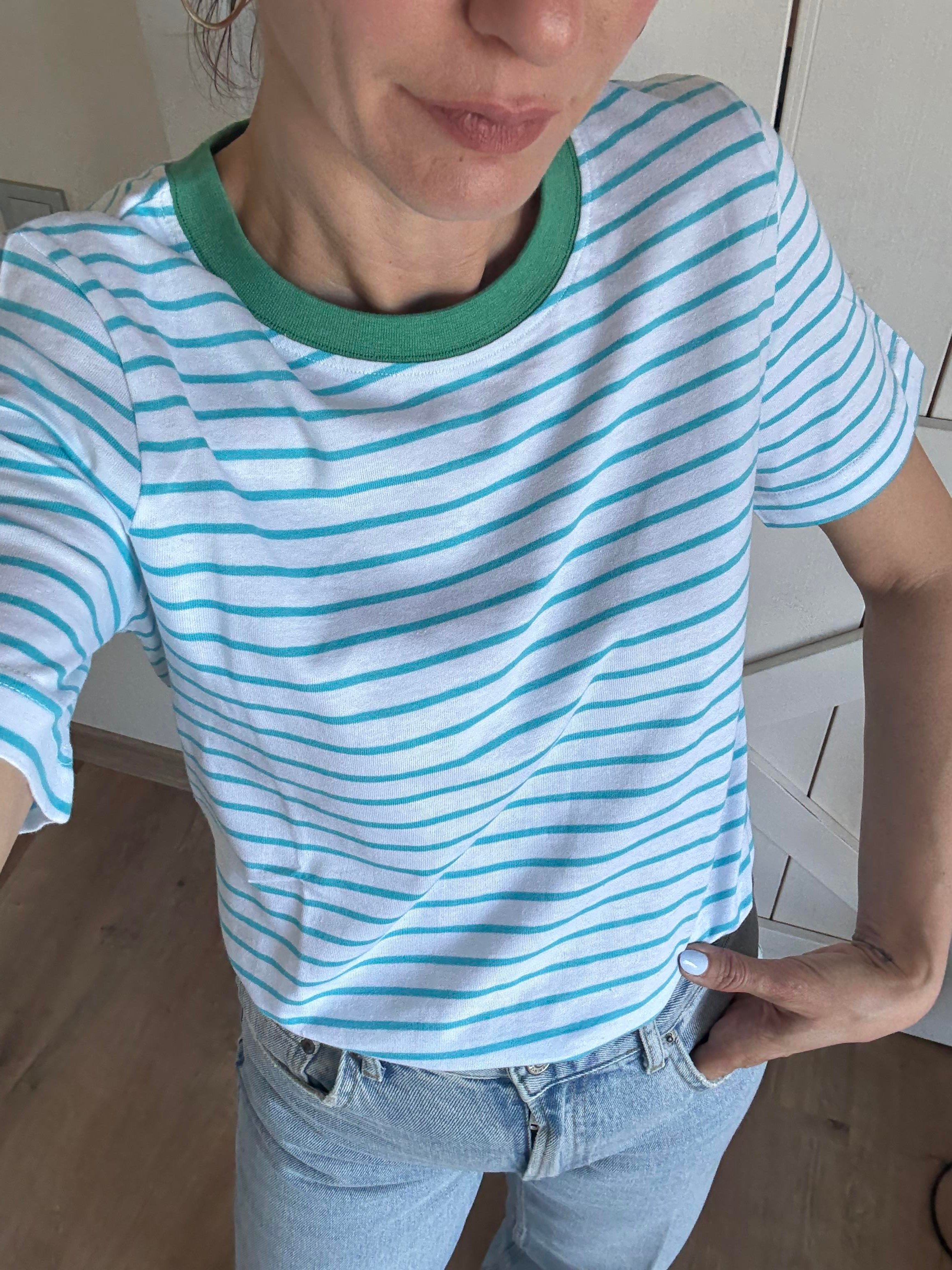 Yakası Yeşil Kos Tshirt