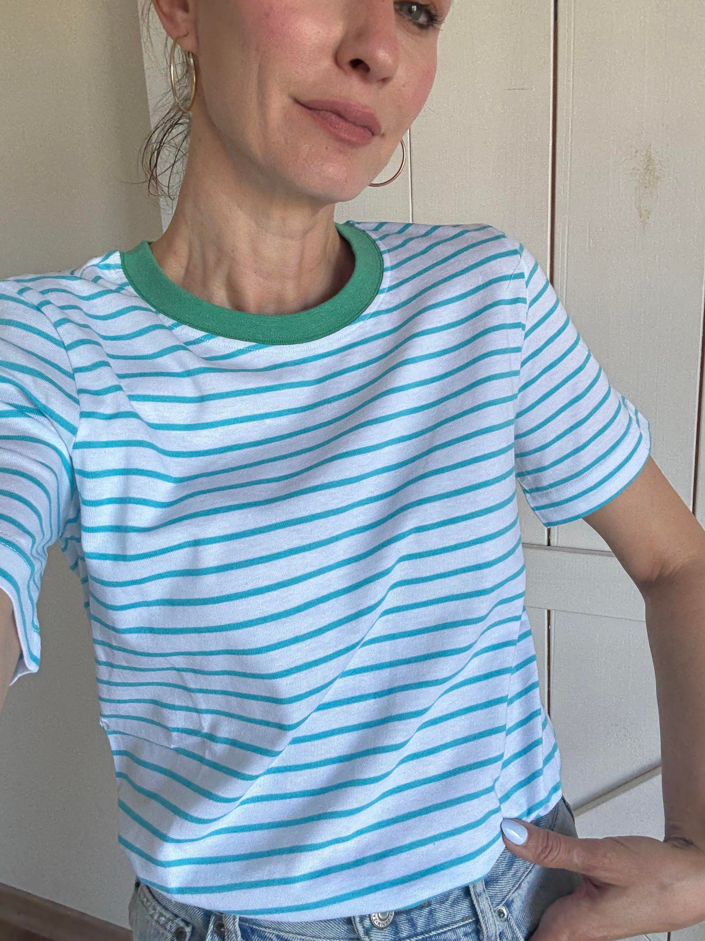 Yakası Yeşil Kos Tshirt