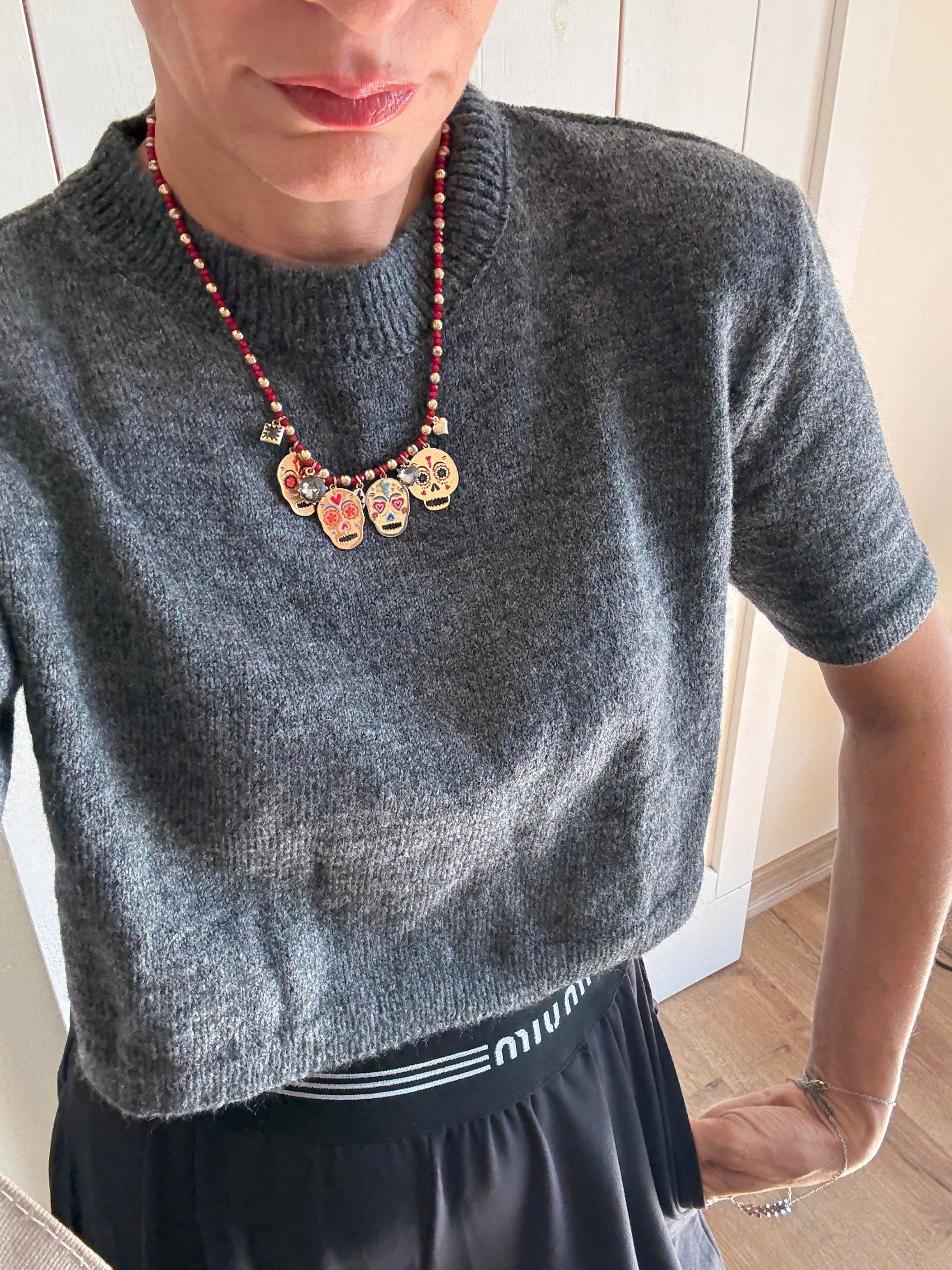 Yarım Kollu Gri Triko