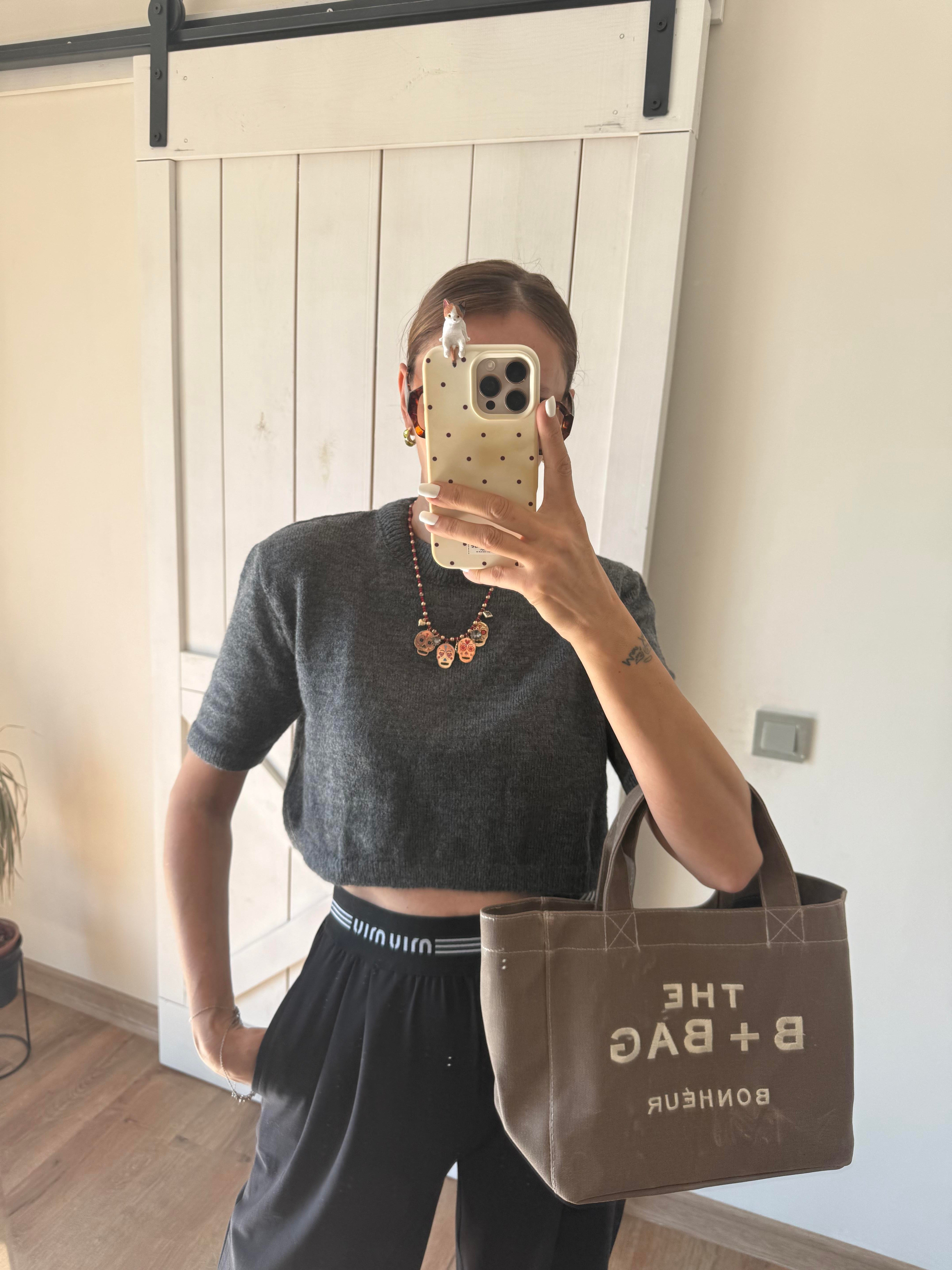 Yarım Kollu Gri Triko