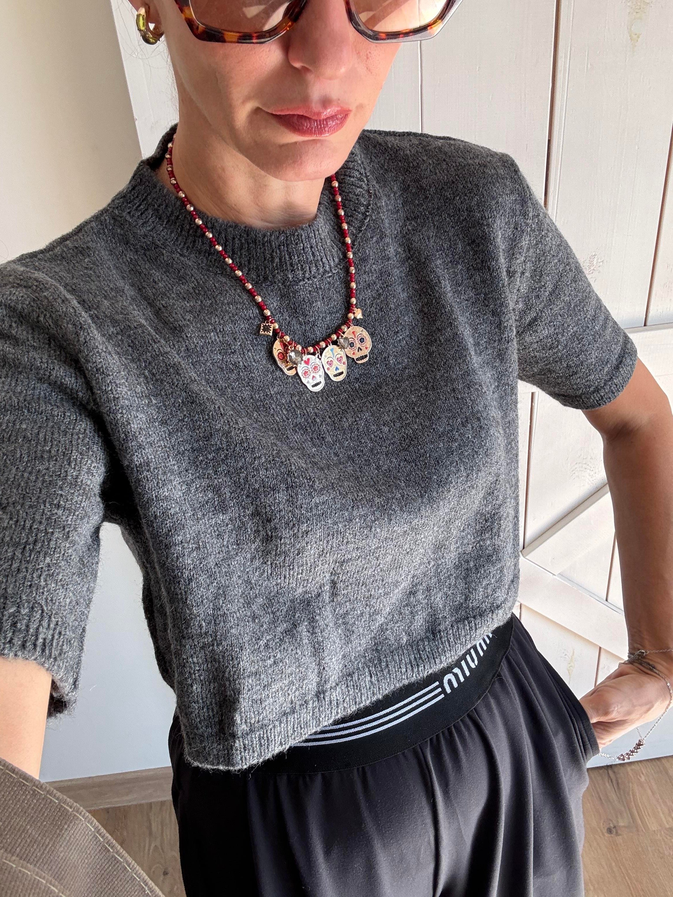 Yarım Kollu Gri Triko