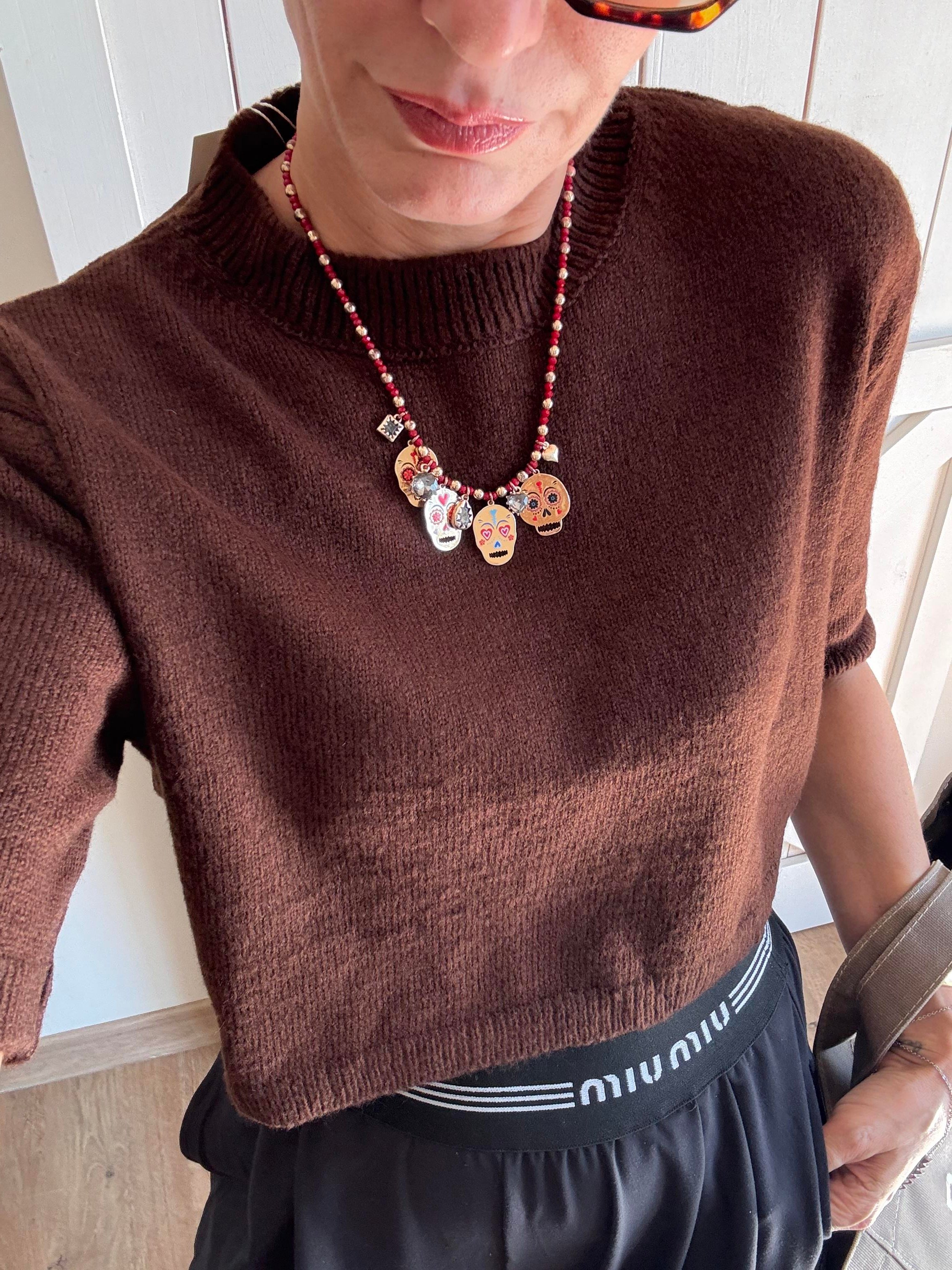 Yarım Kollu Kahve Triko