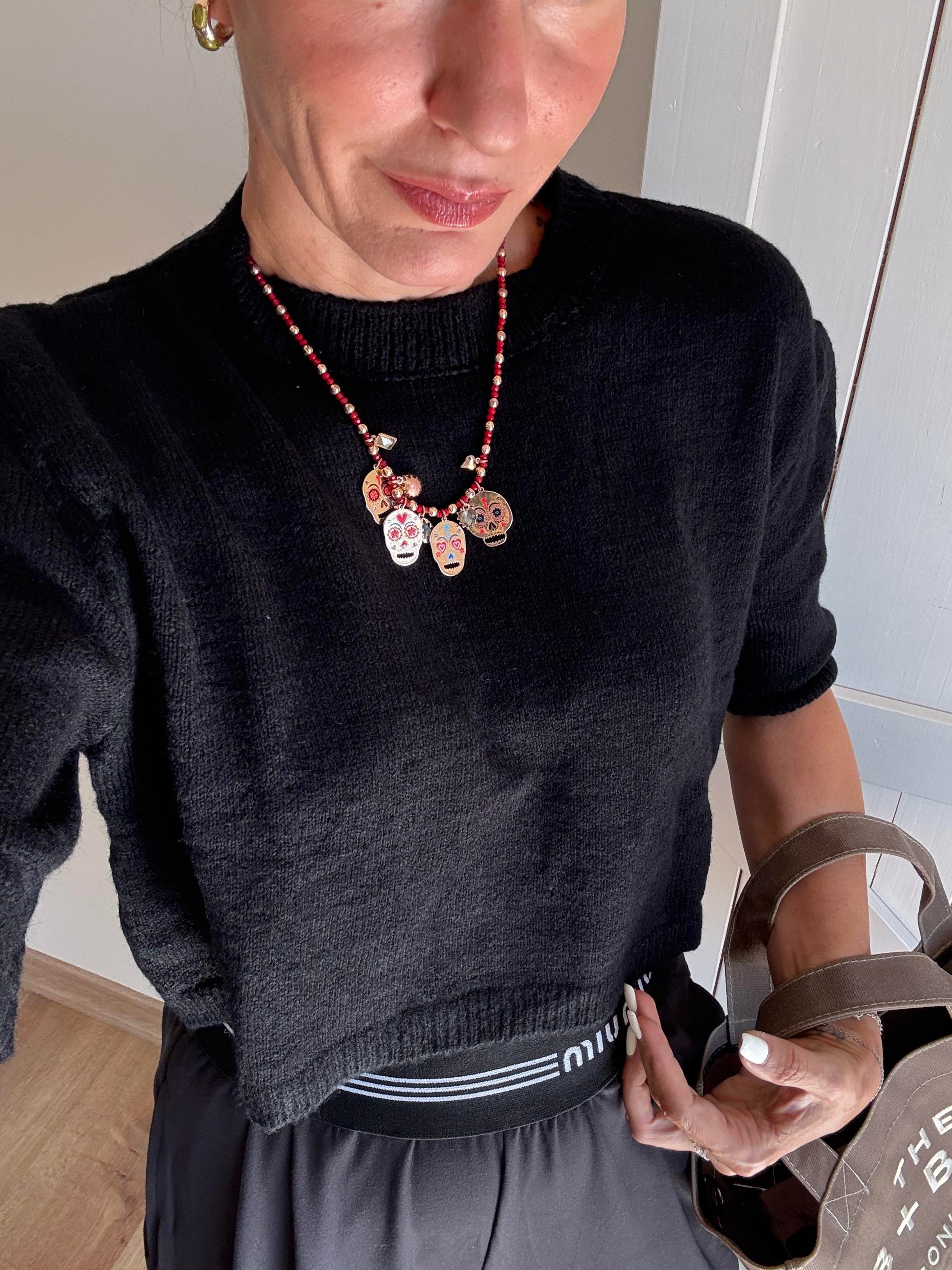 Yarım Kollu Siyah Triko 