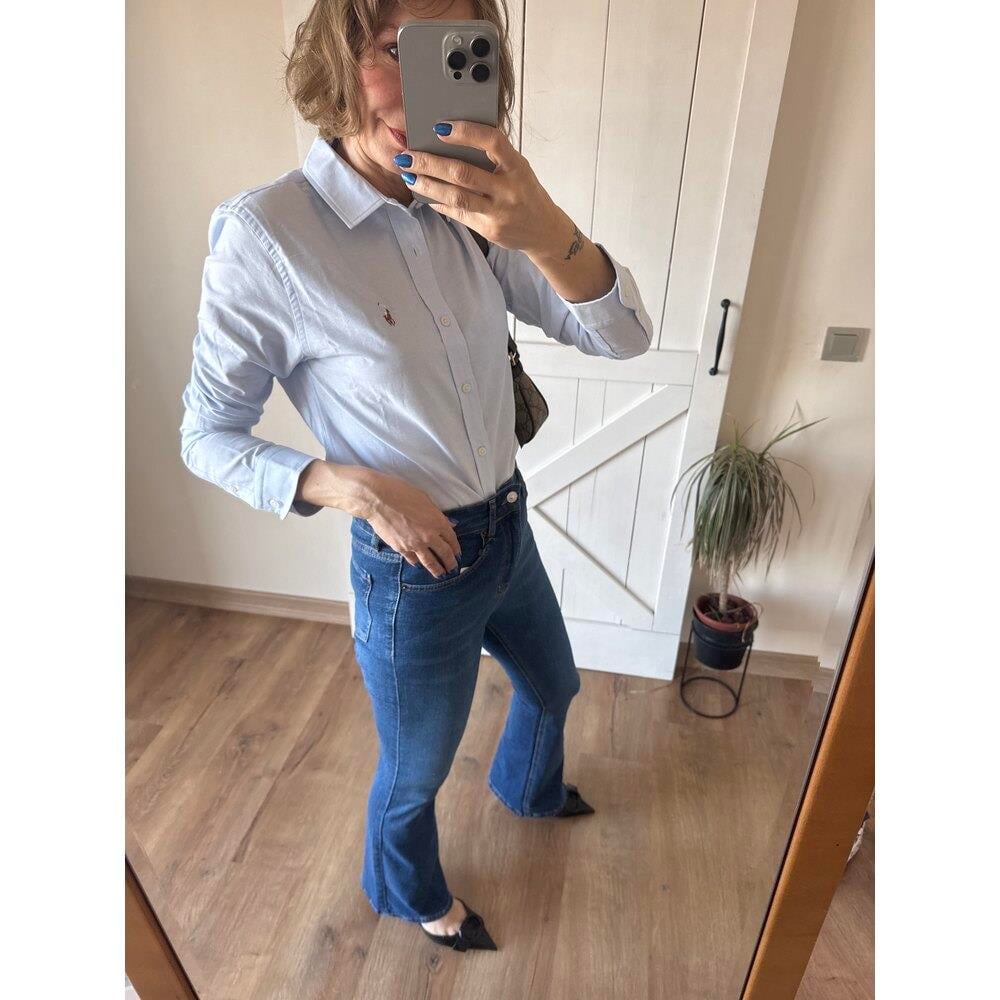 Yıkamalı Açık Mavi İspanyol Jean Pantolon