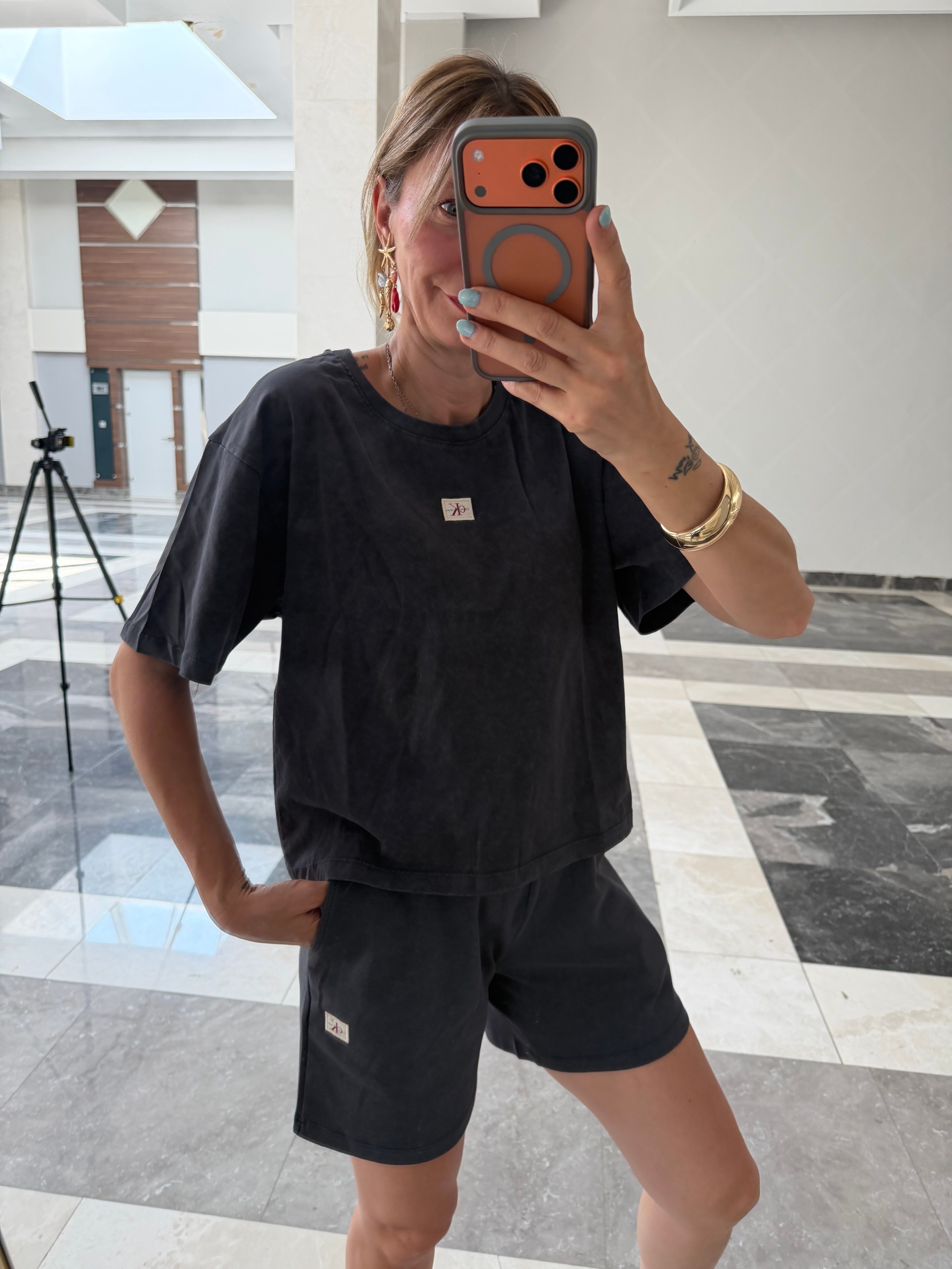 Yıkamalı Ck Şort Tshirt Takım