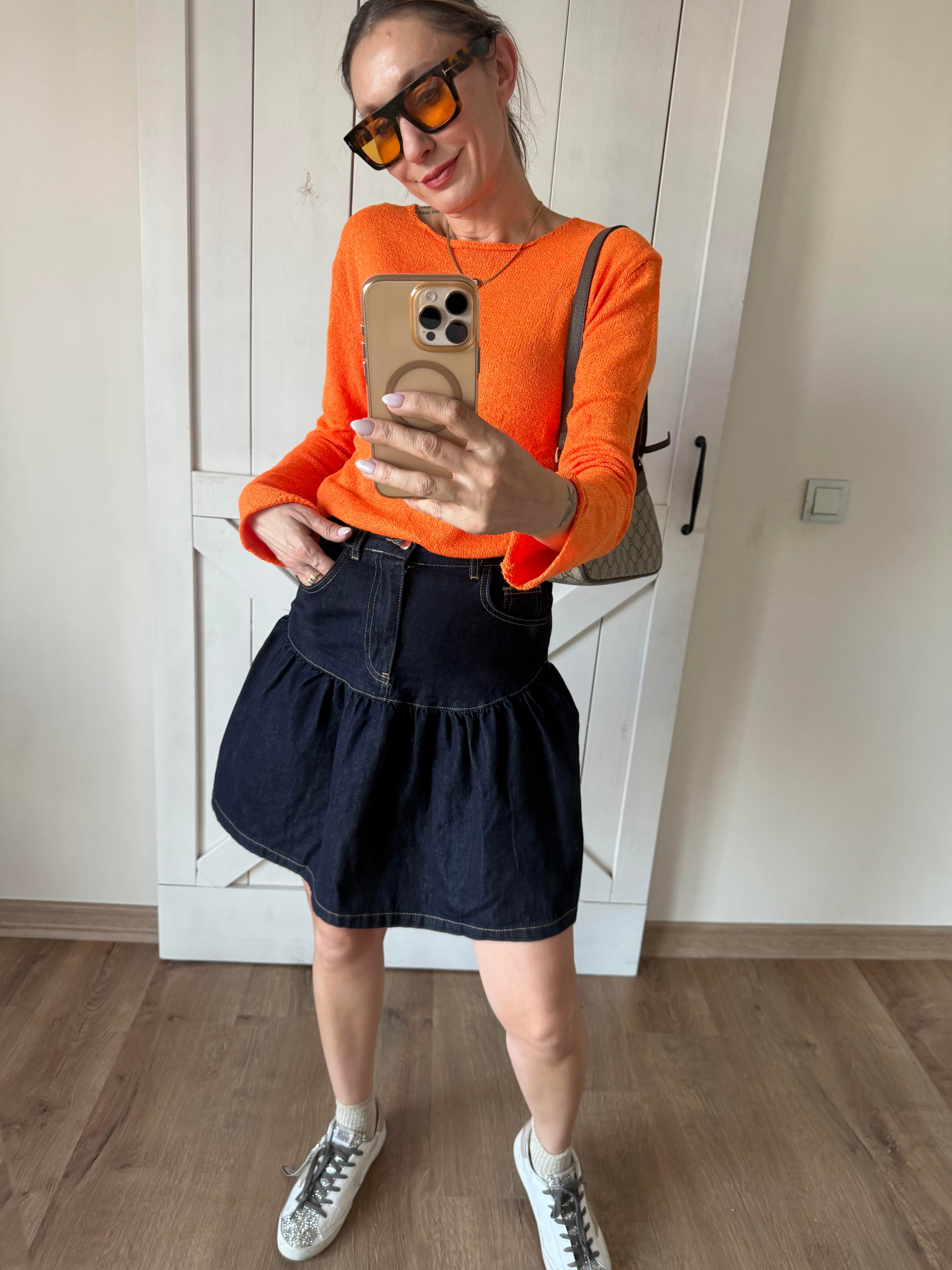 Yıkamalı Volanlı Denim Etek