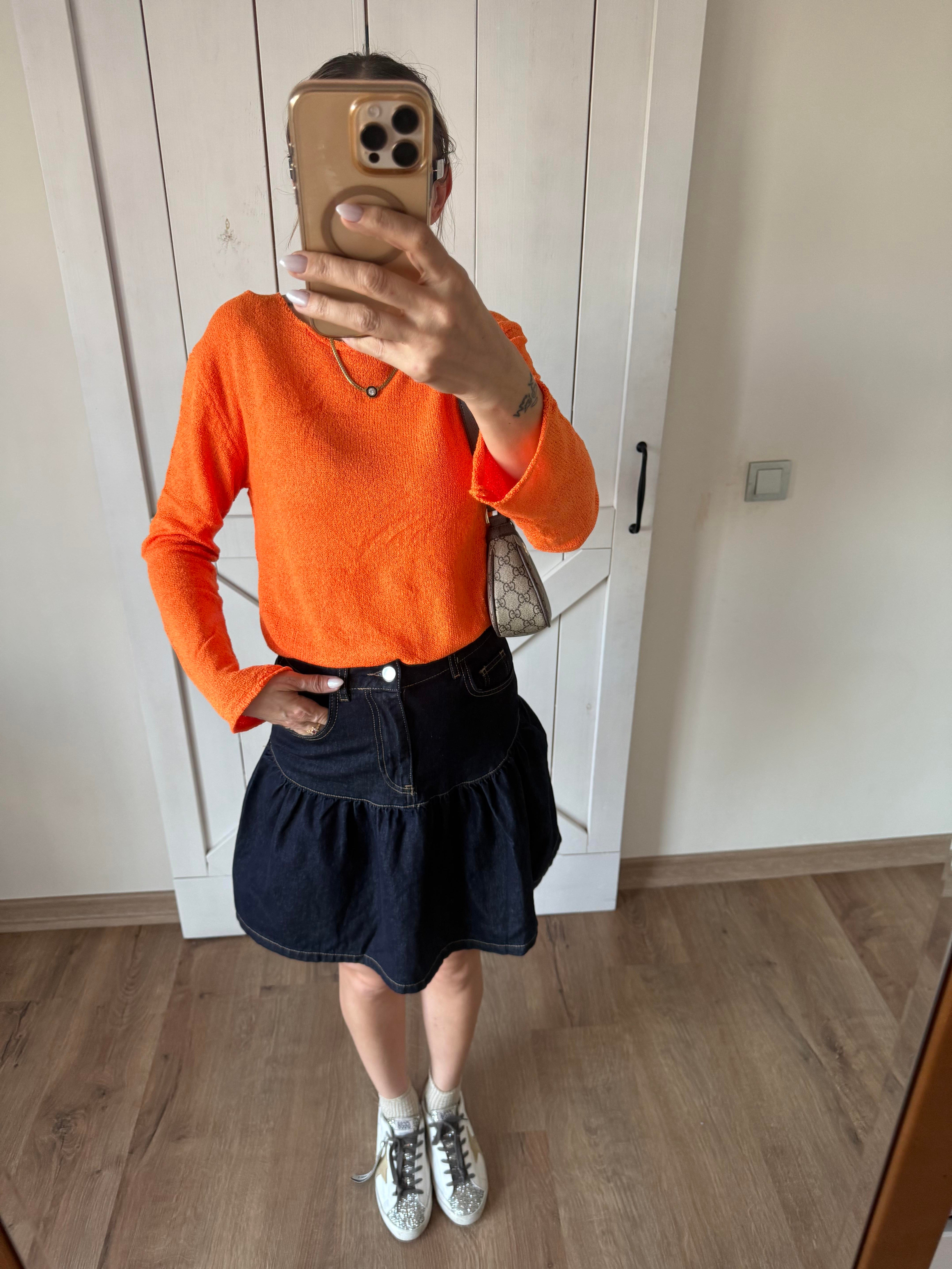 Yıkamalı Volanlı Denim Etek