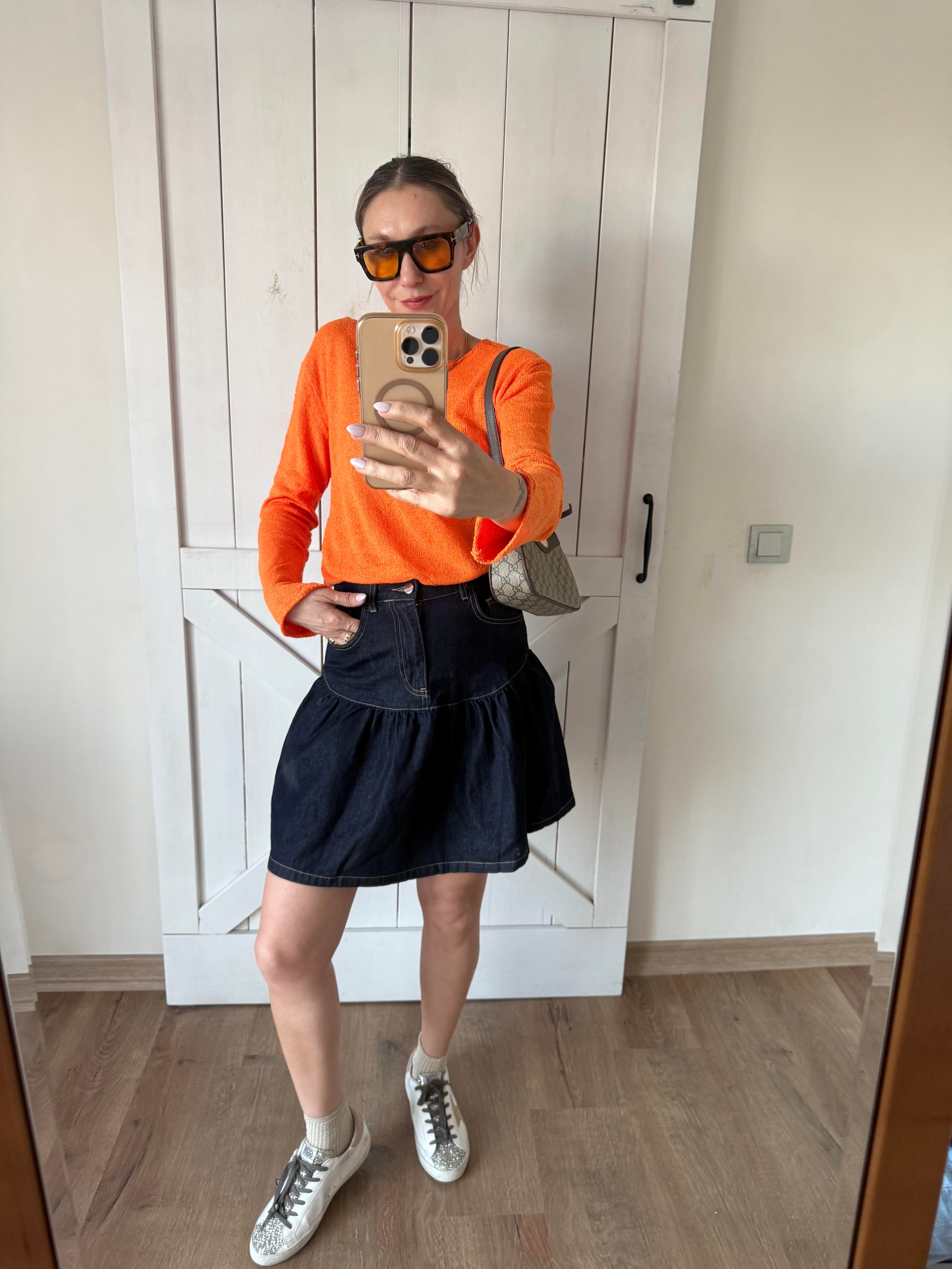 Yıkamalı Volanlı Denim Etek