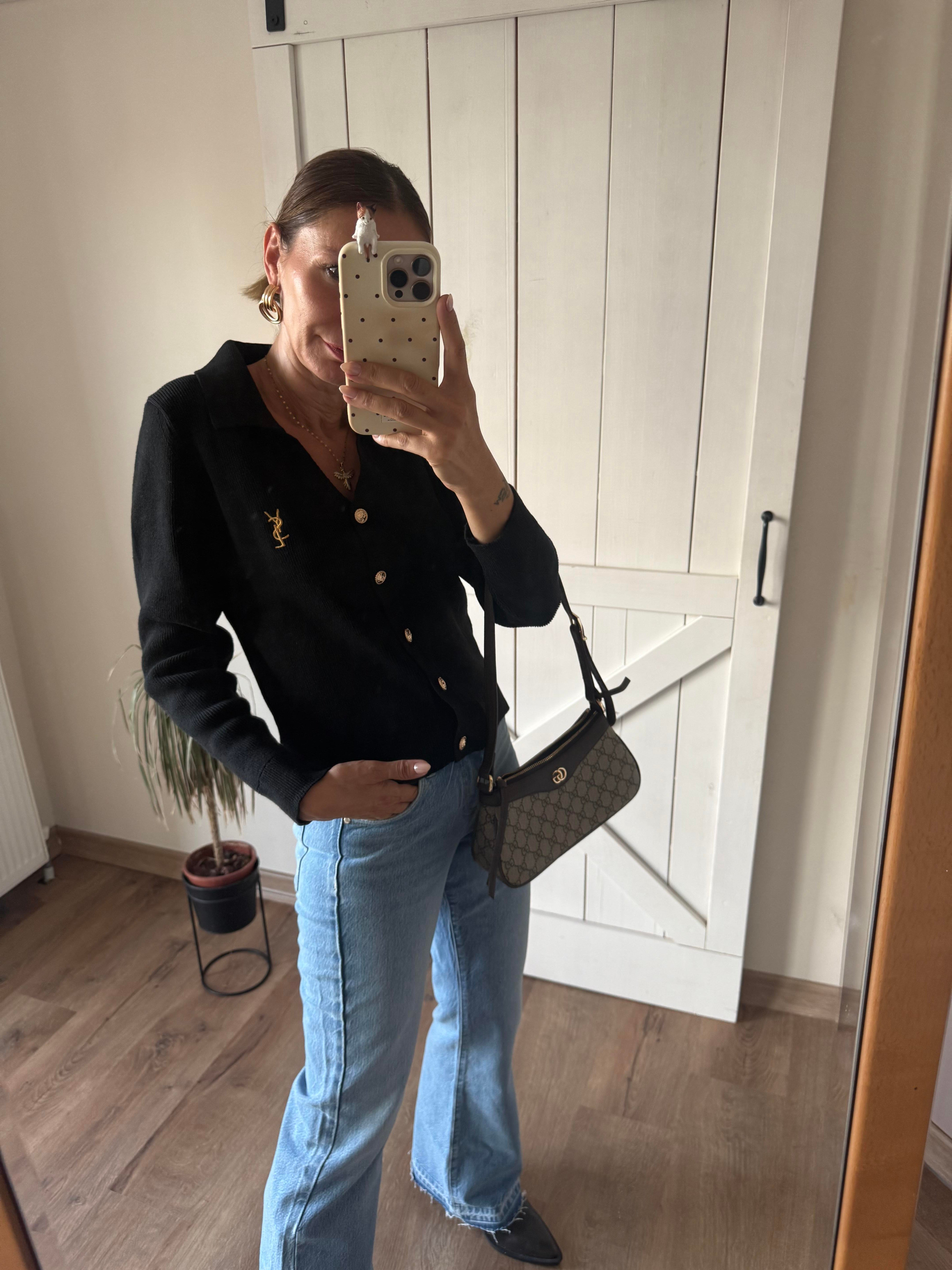 Ys Premium Siyah Gold Düğmeli Hırka