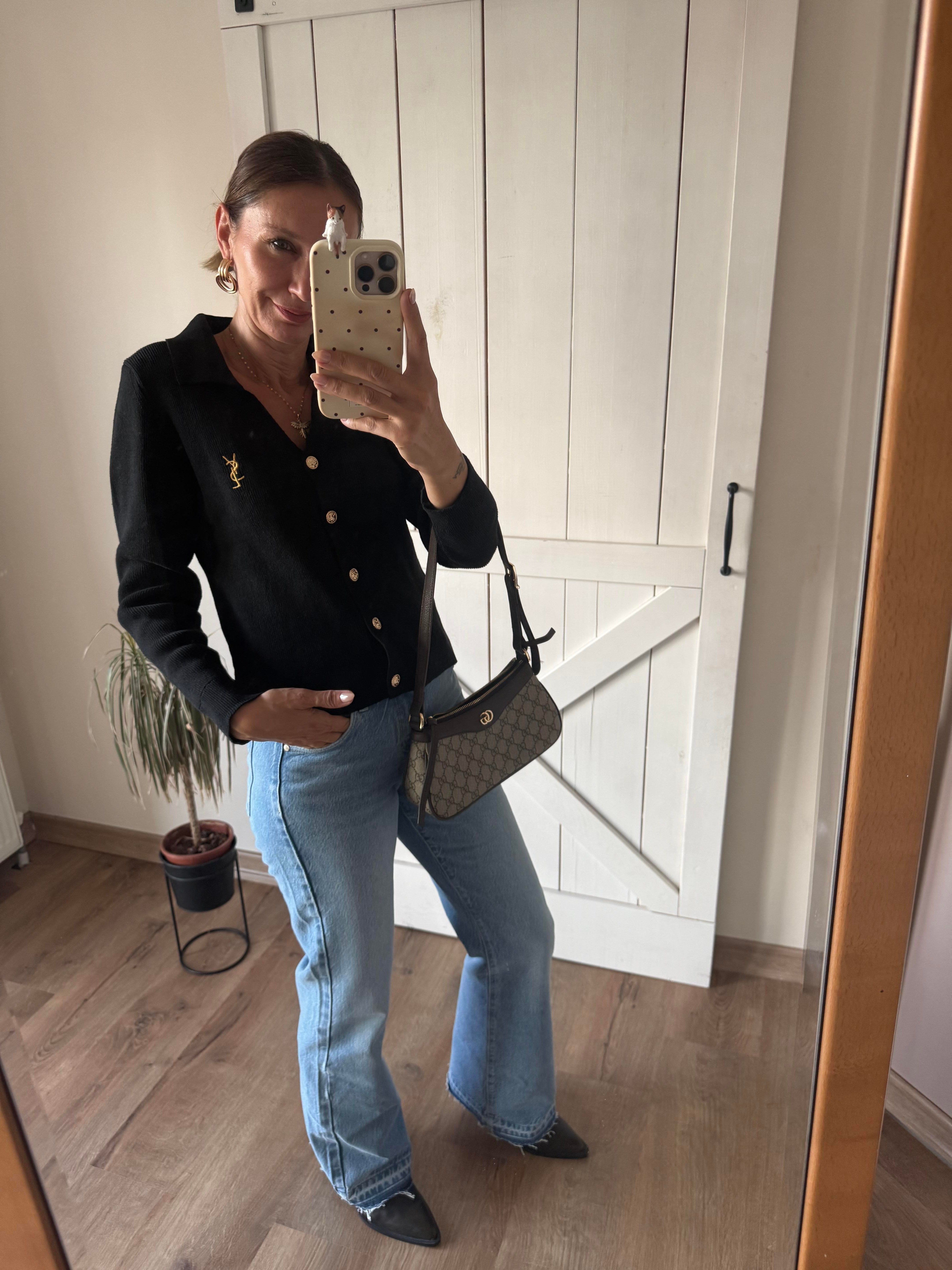 Ys Premium Siyah Gold Düğmeli Hırka