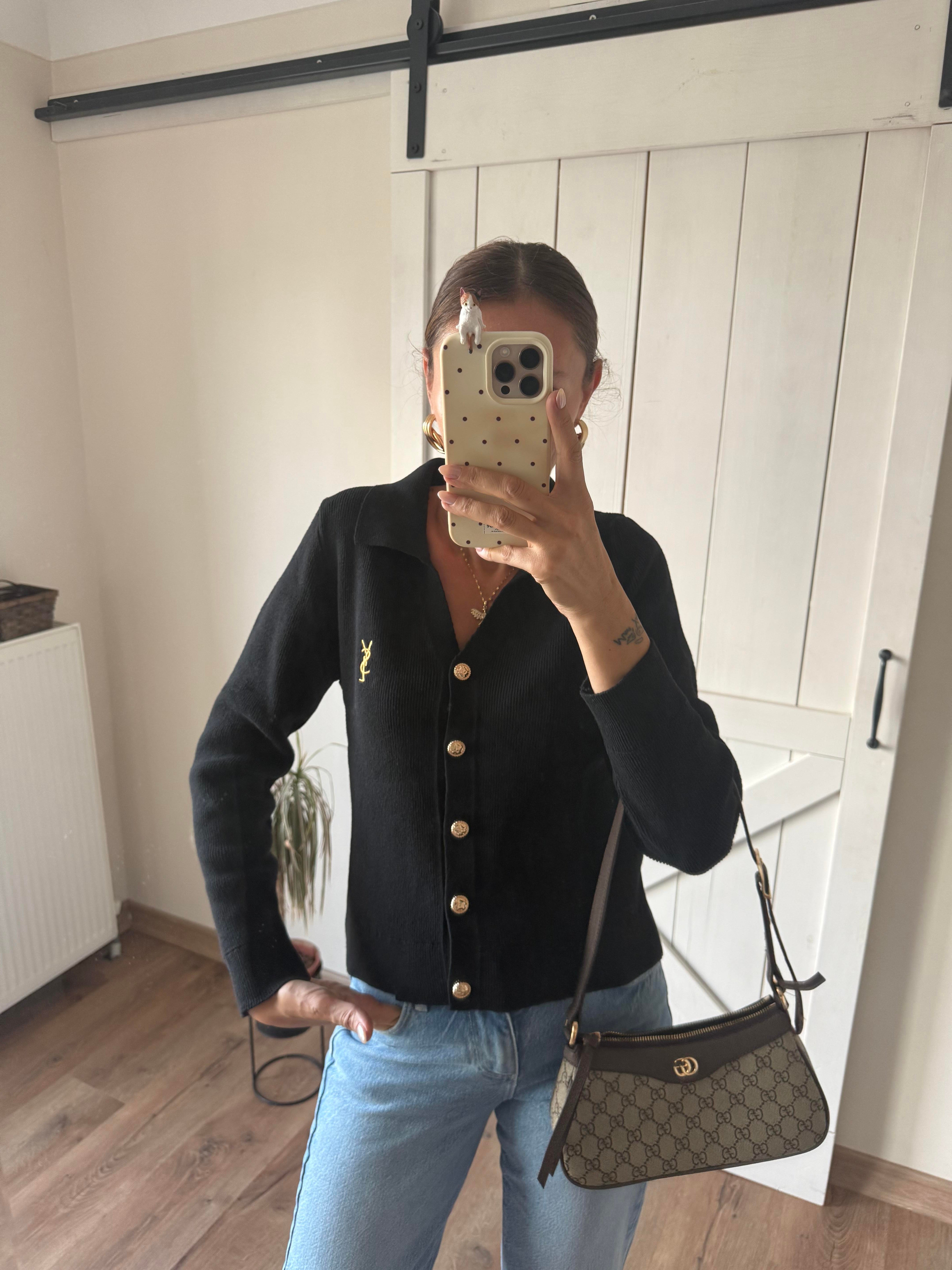 Ys Premium Siyah Gold Düğmeli Hırka