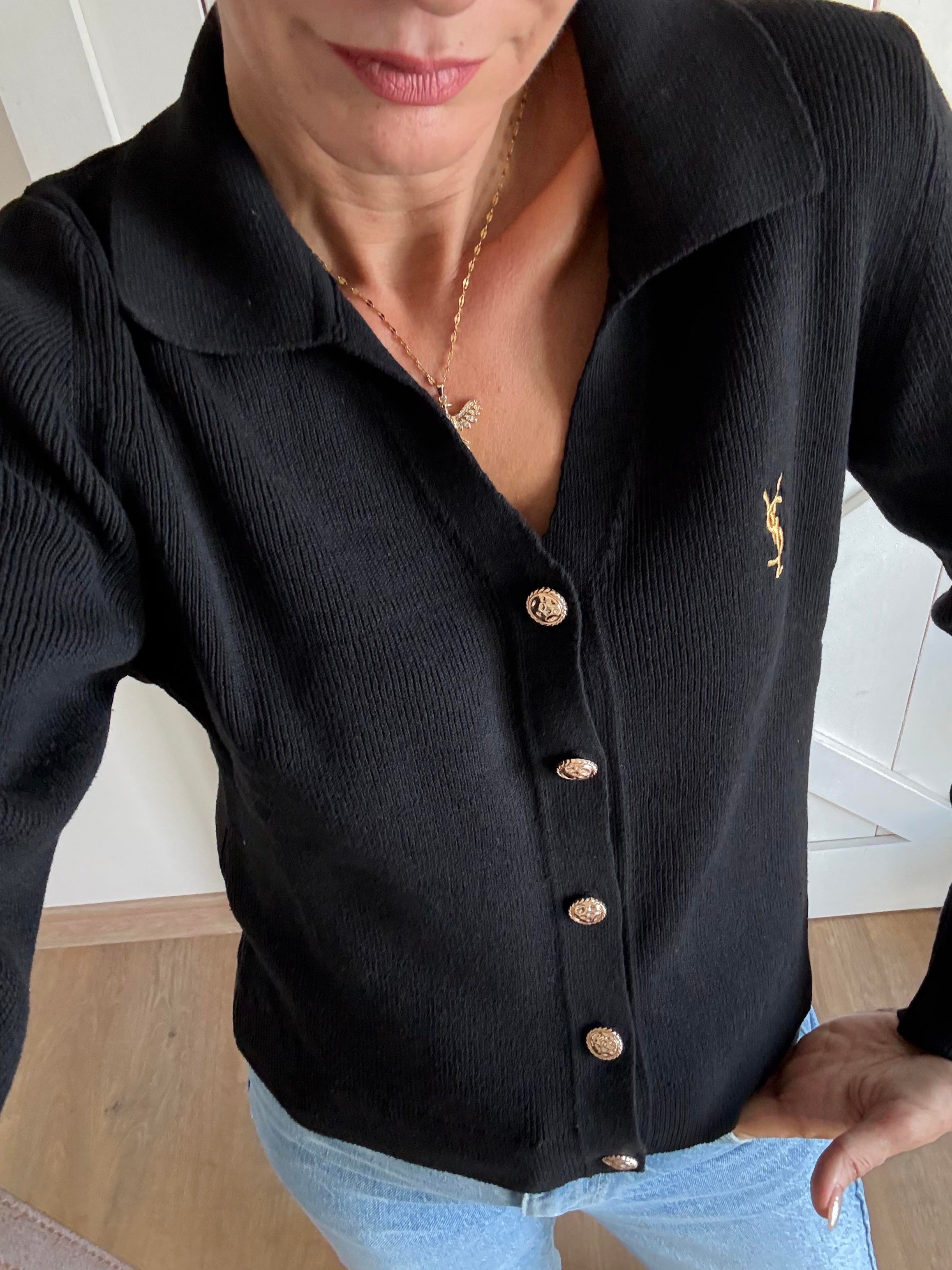 Ys Premium Siyah Gold Düğmeli Hırka