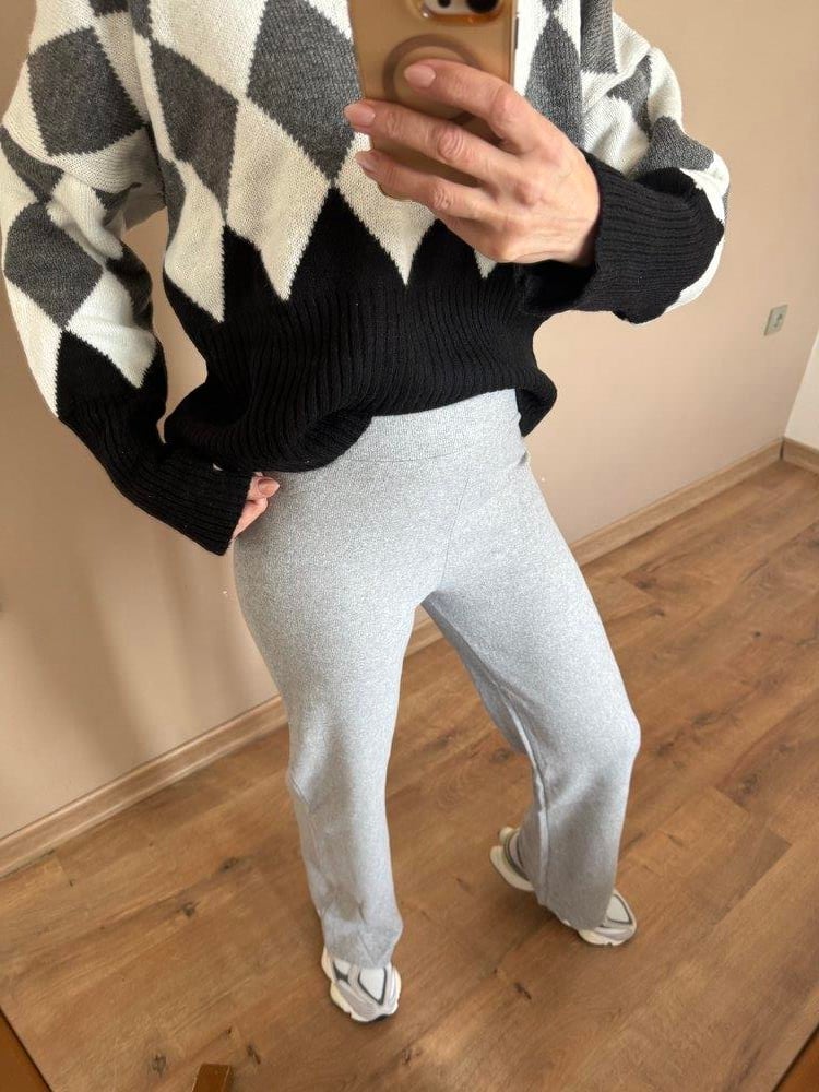 Yumoş dokulu Gri Melanj Pantolon