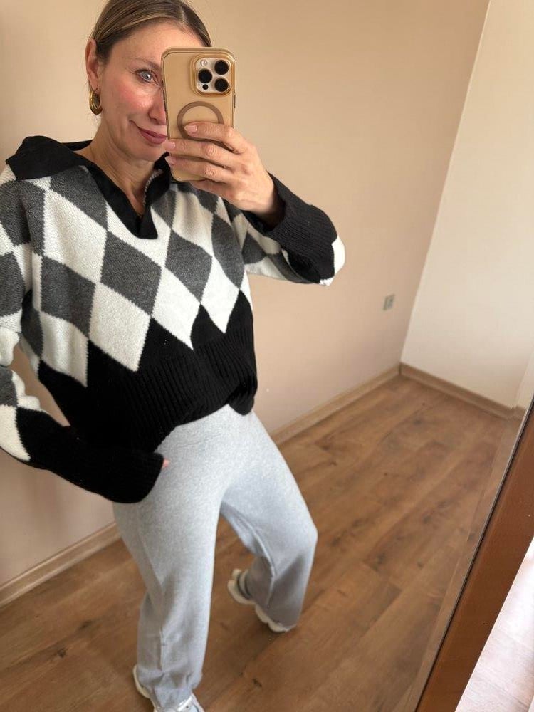 Yumoş dokulu Gri Melanj Pantolon