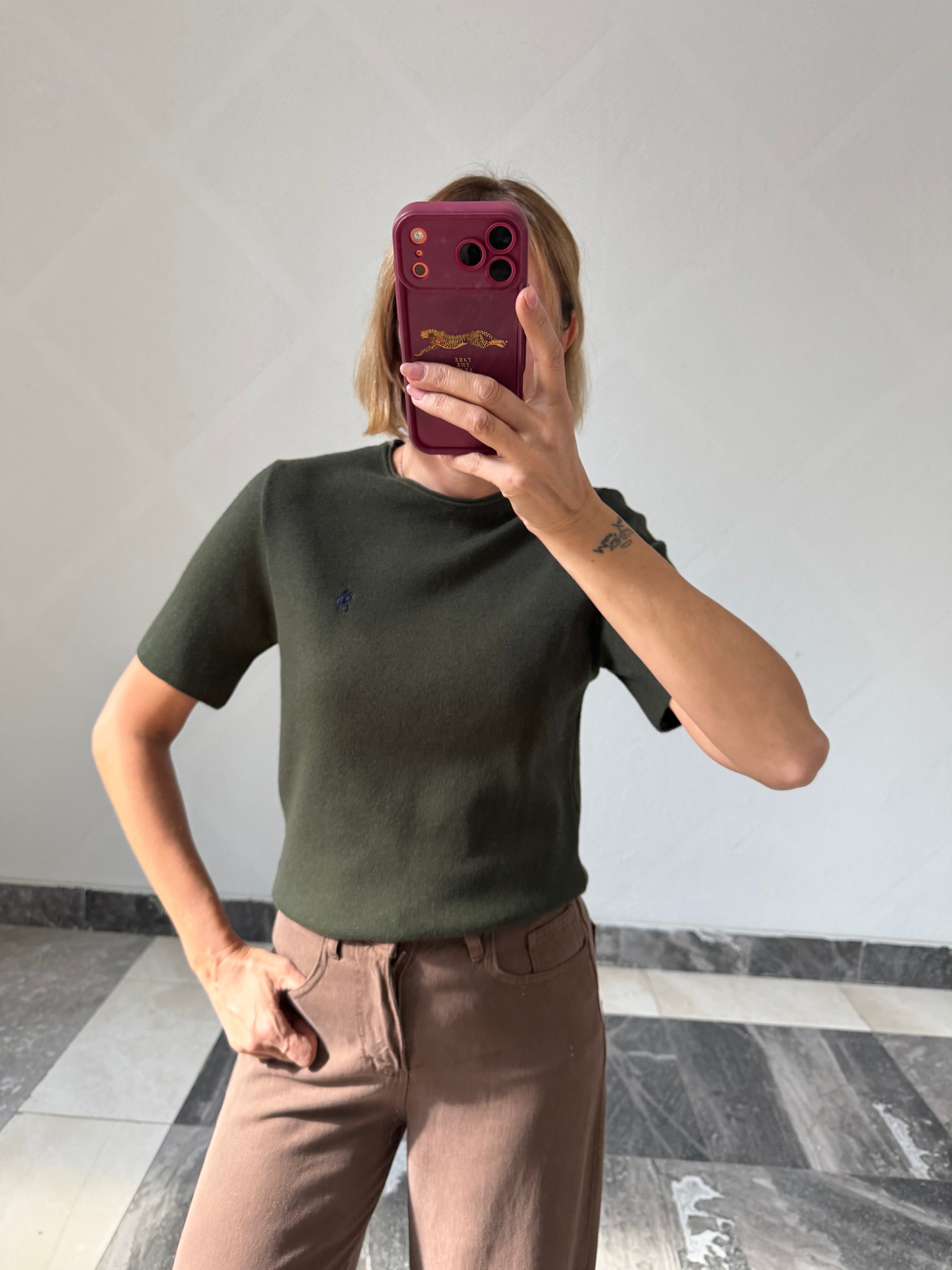 Yumuşak Dokulu Zümrüt Rl Kısa Kollu Triko 