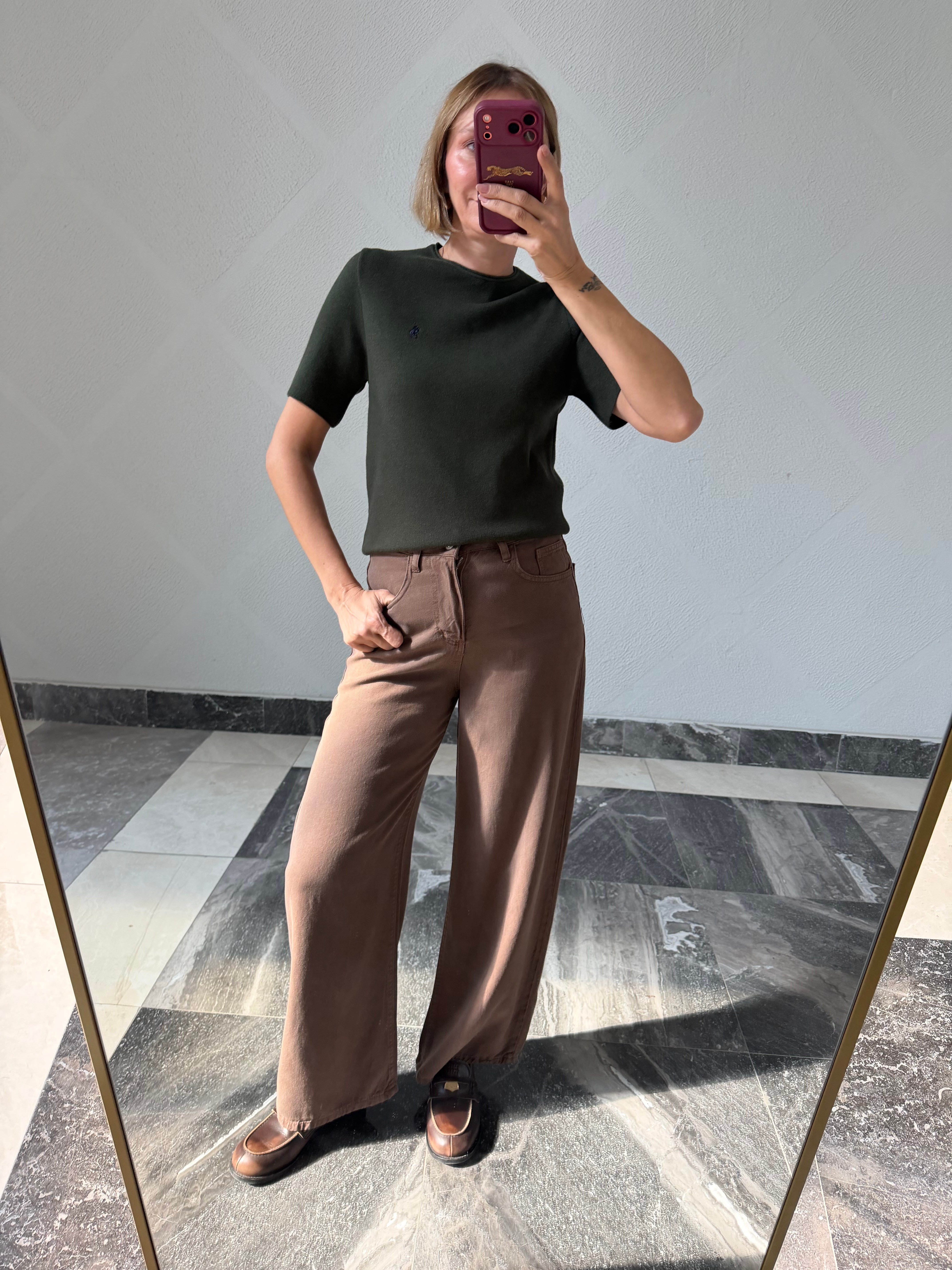 Yumuşak Dokulu Zümrüt Rl Kısa Kollu Triko 