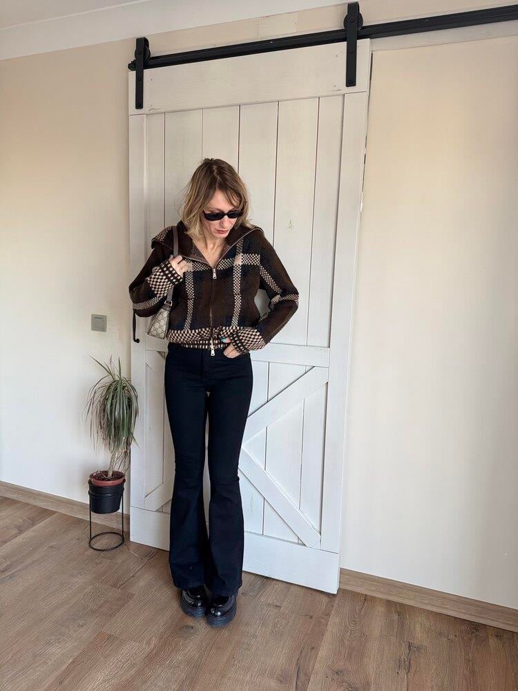 Zarie Ekose Örgü Bomber Ceket