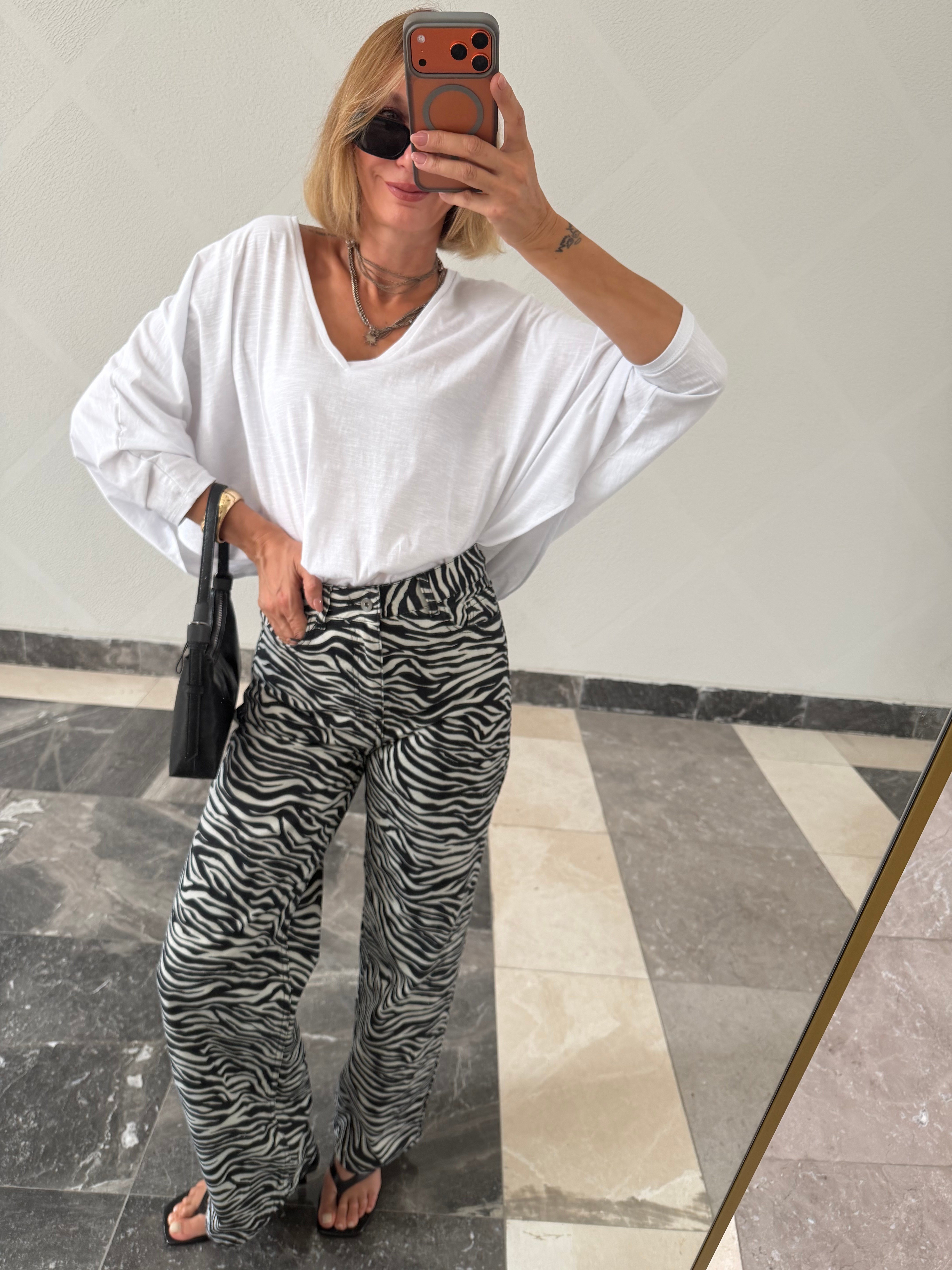 Zebra Yüksek Bel Jean
