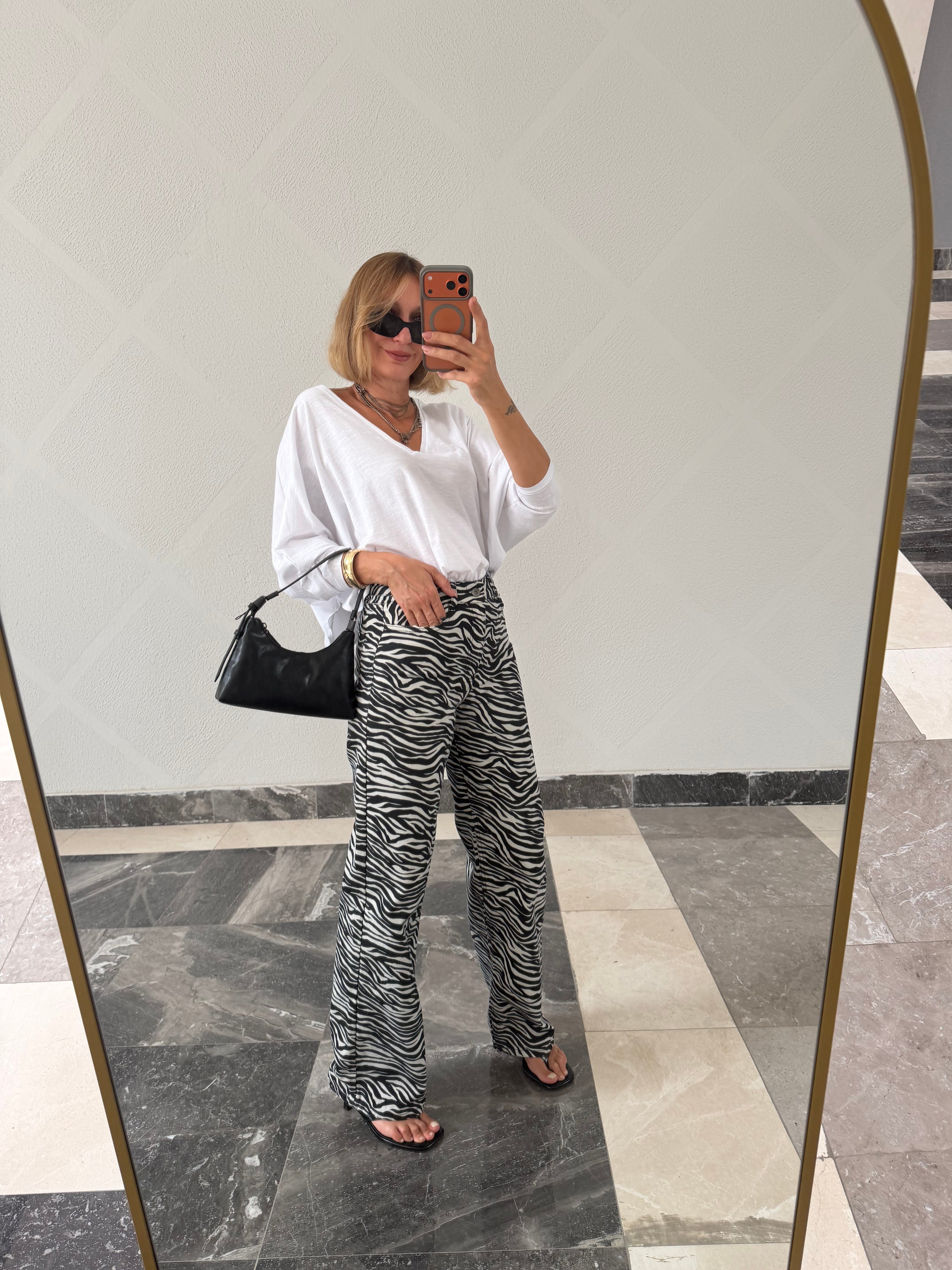 Zebra Yüksek Bel Jean