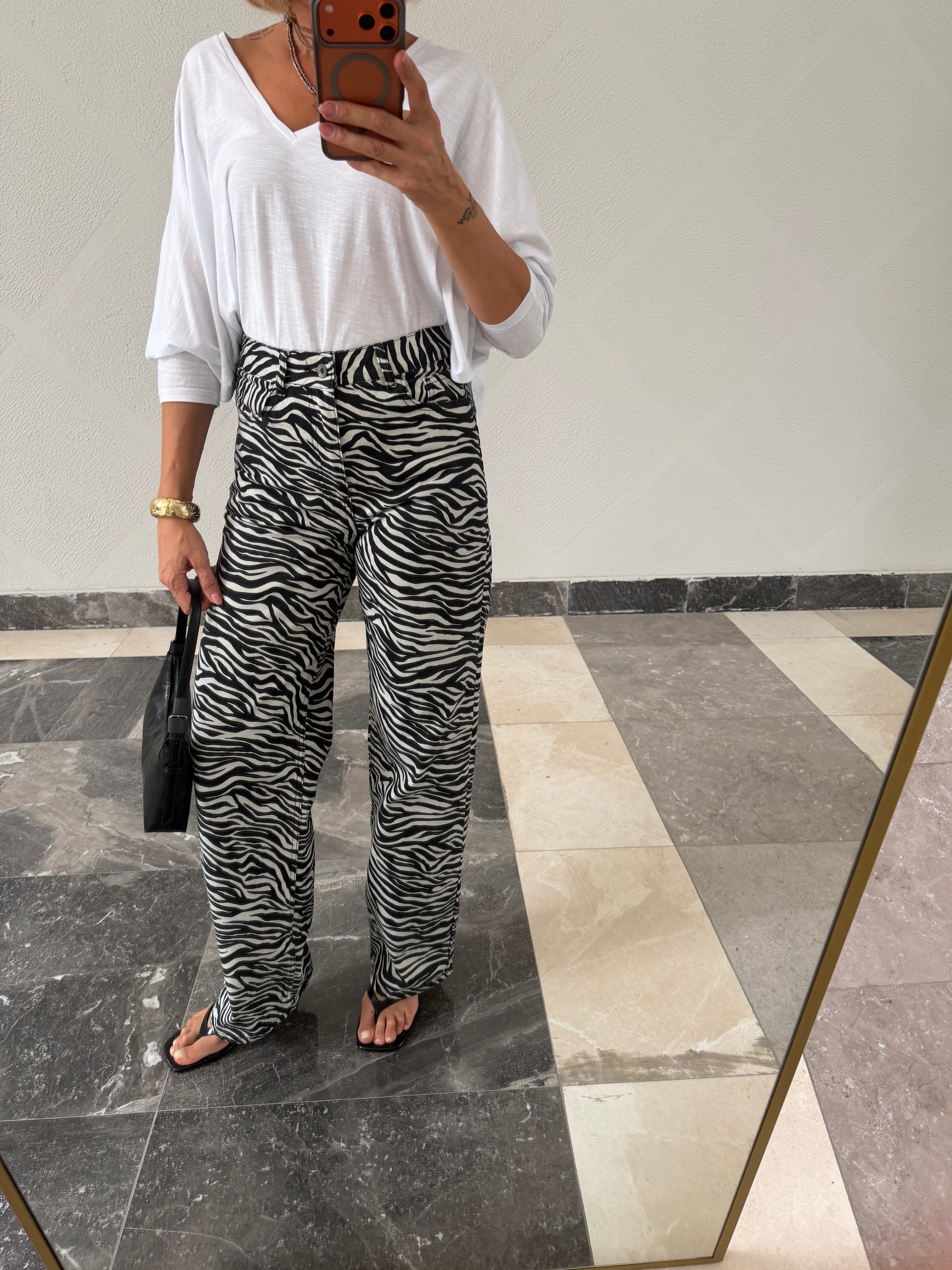 Zebra Yüksek Bel Jean