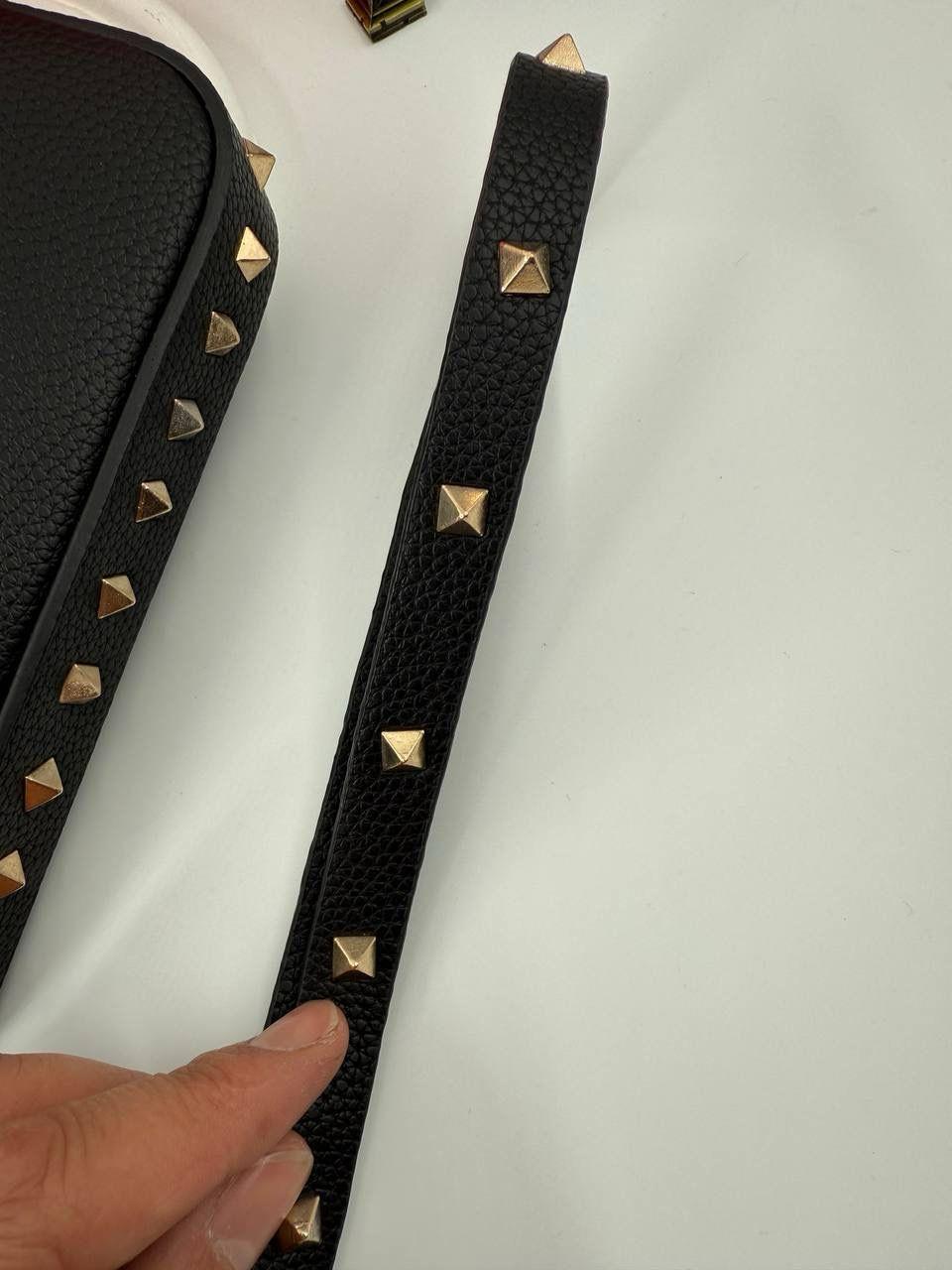 Zımba Detaylı Siyah Deri Çanta