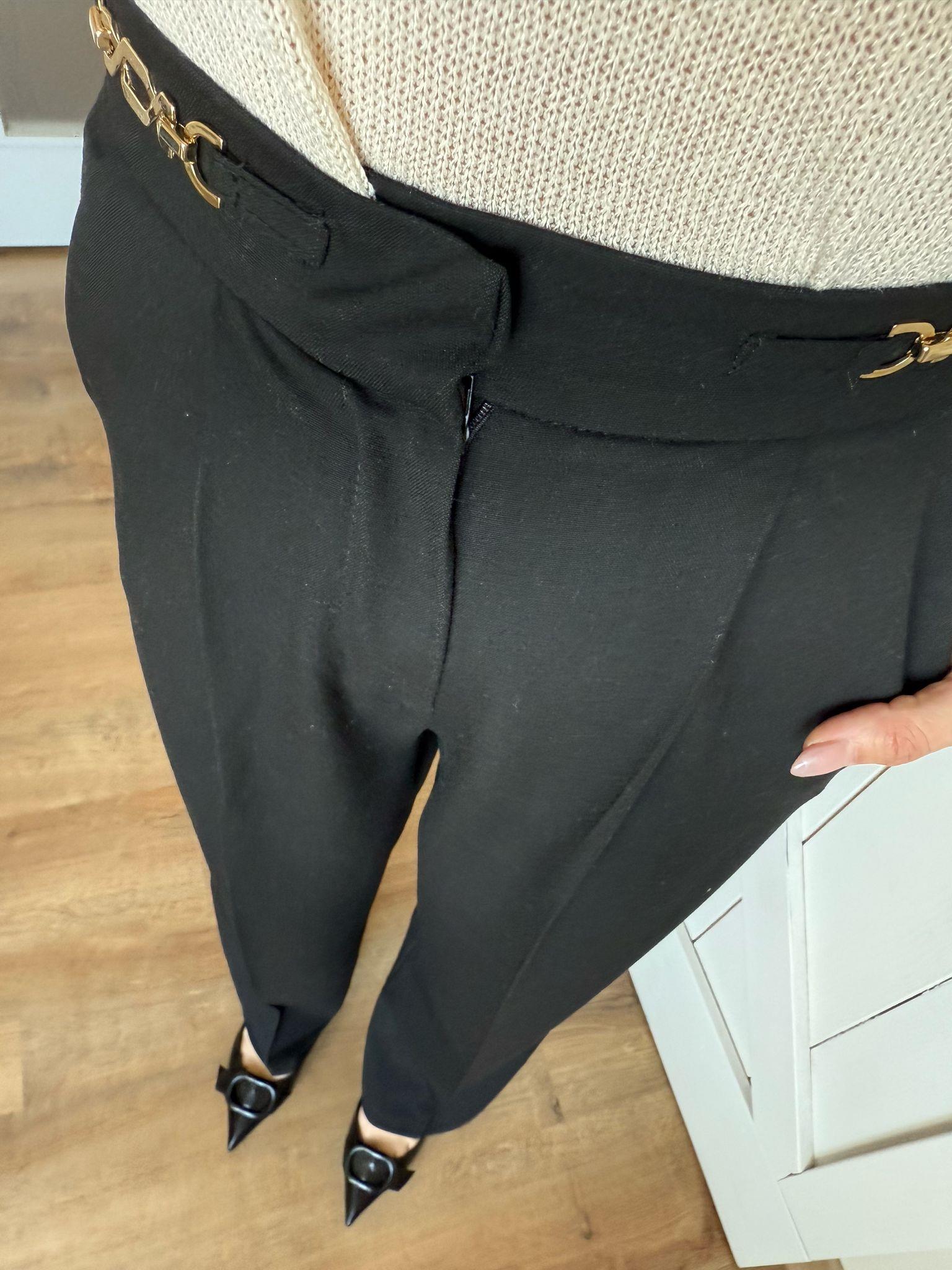 Zincir Detaylı Siyah Palazzo Pantolon