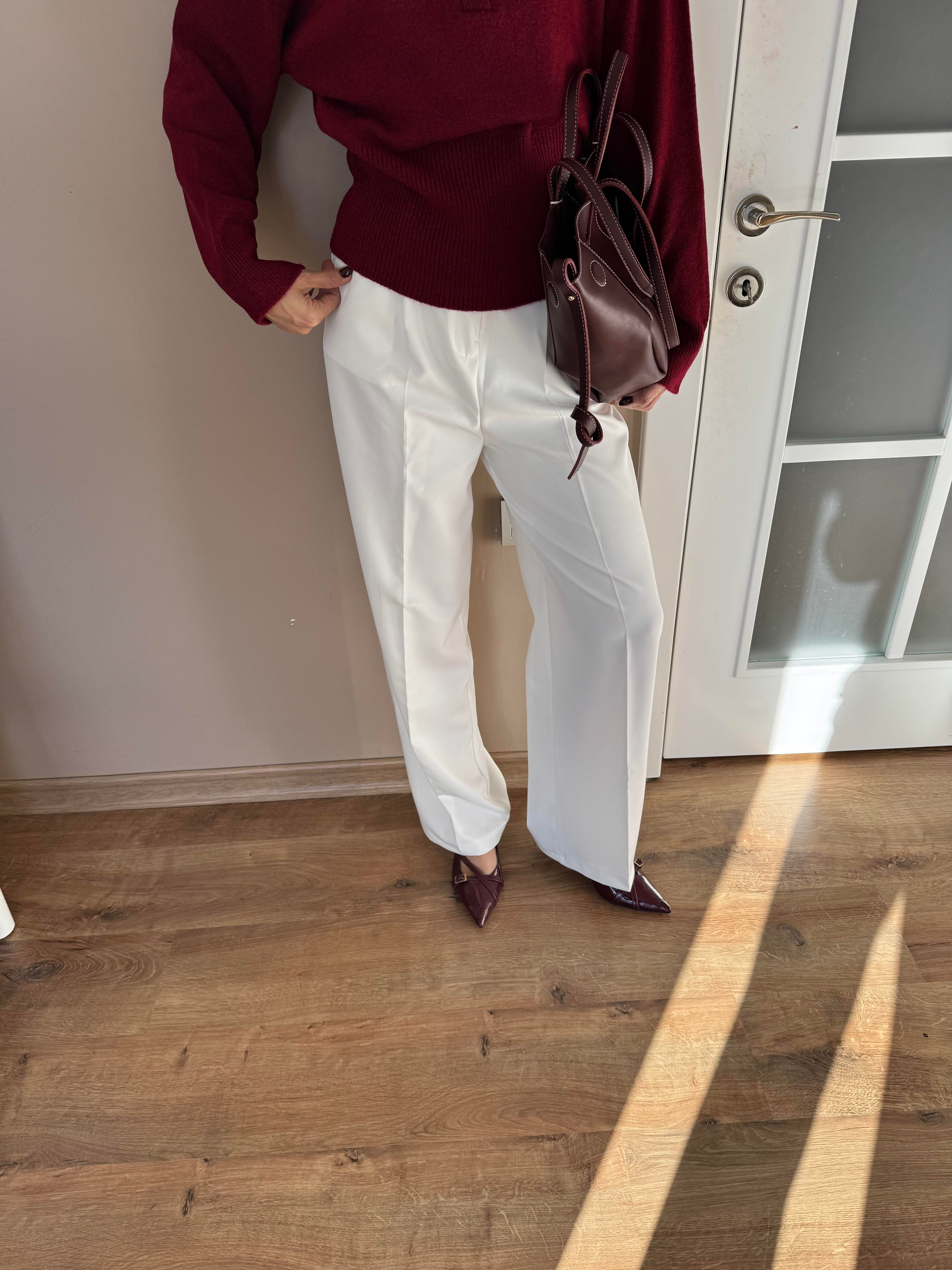 Zr Beyaz Palazzo Pantolon