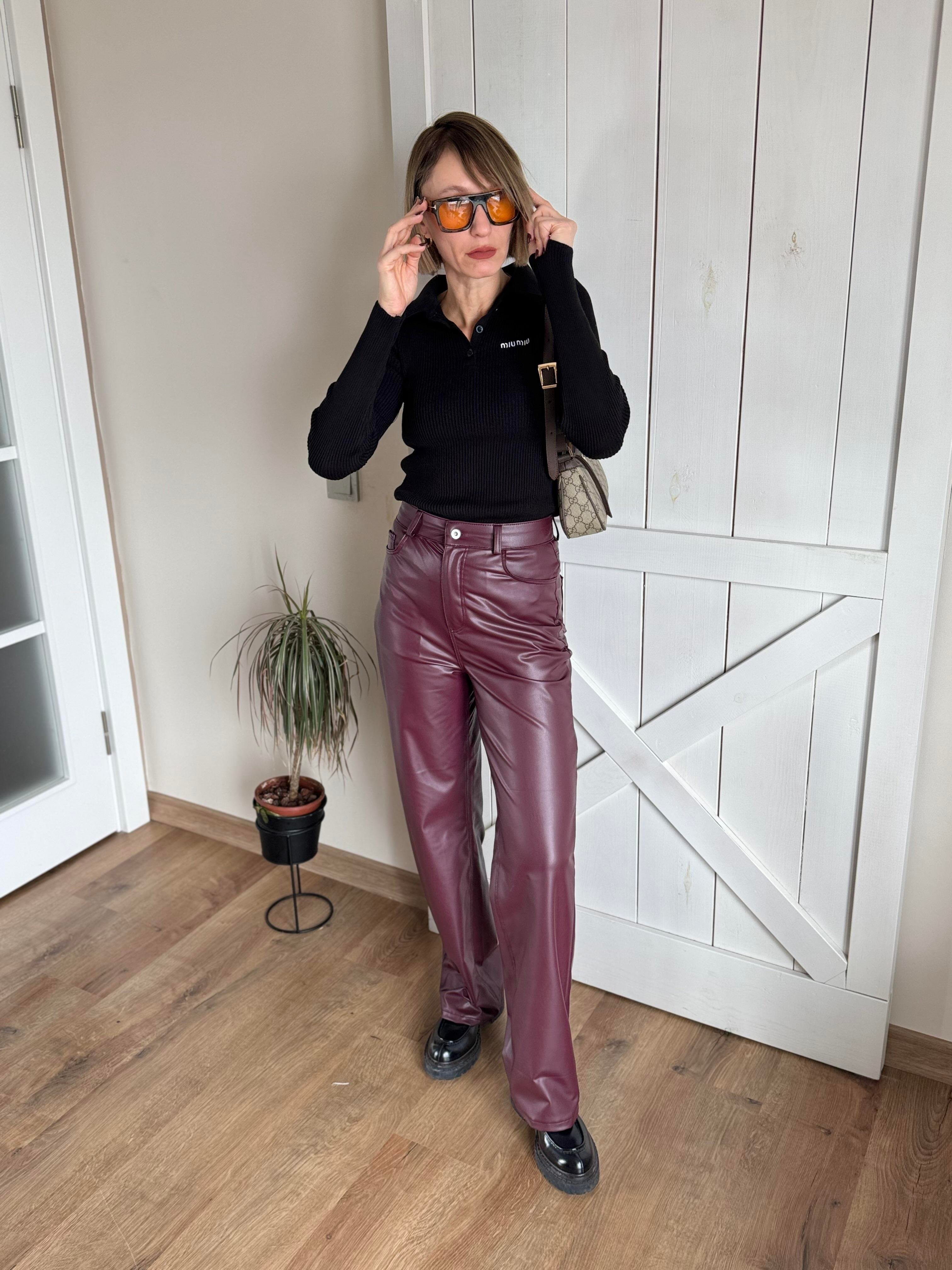 Zr Bordo Deri Pantolon