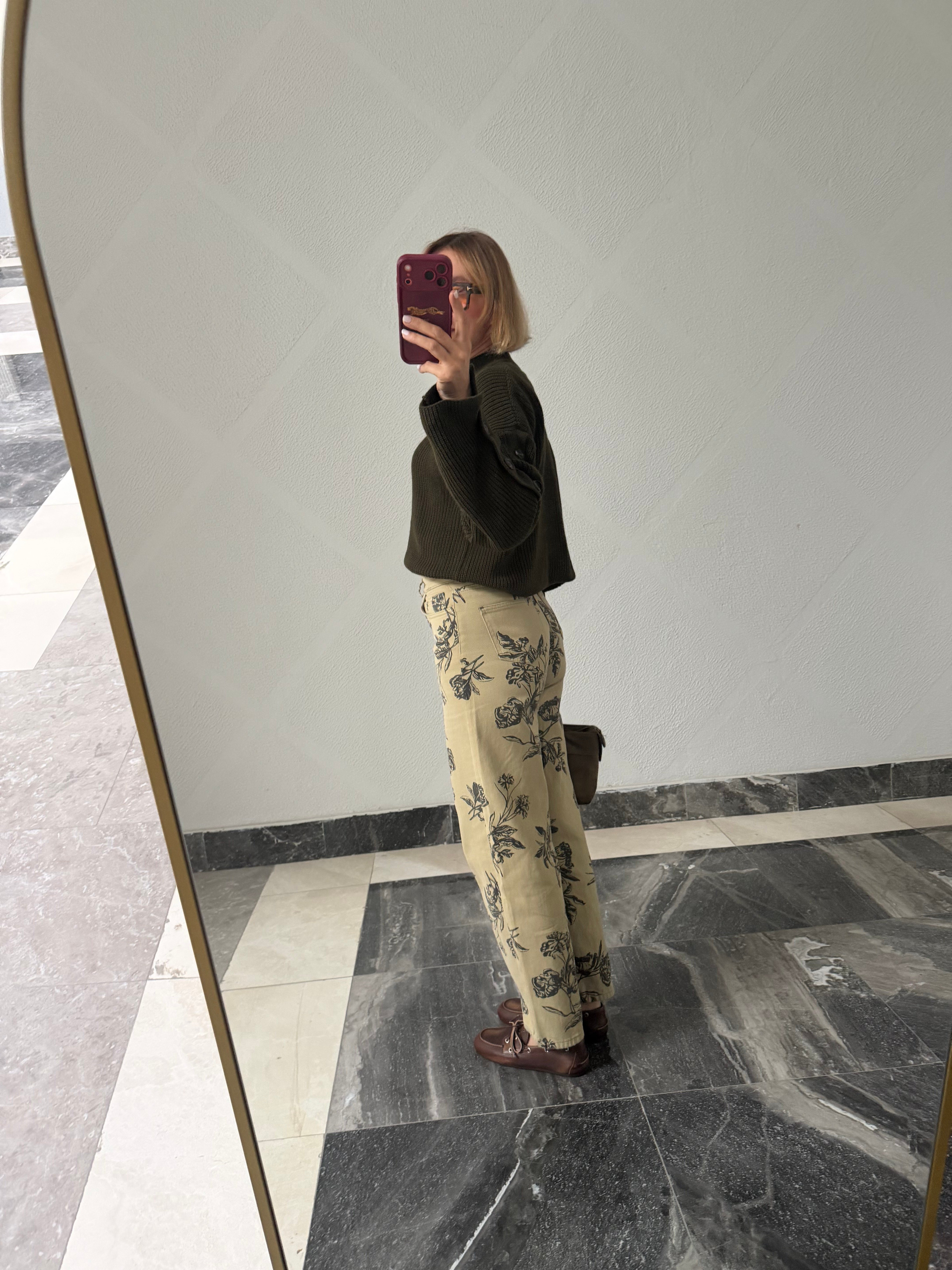 Zr Çiçek Desenli Denim