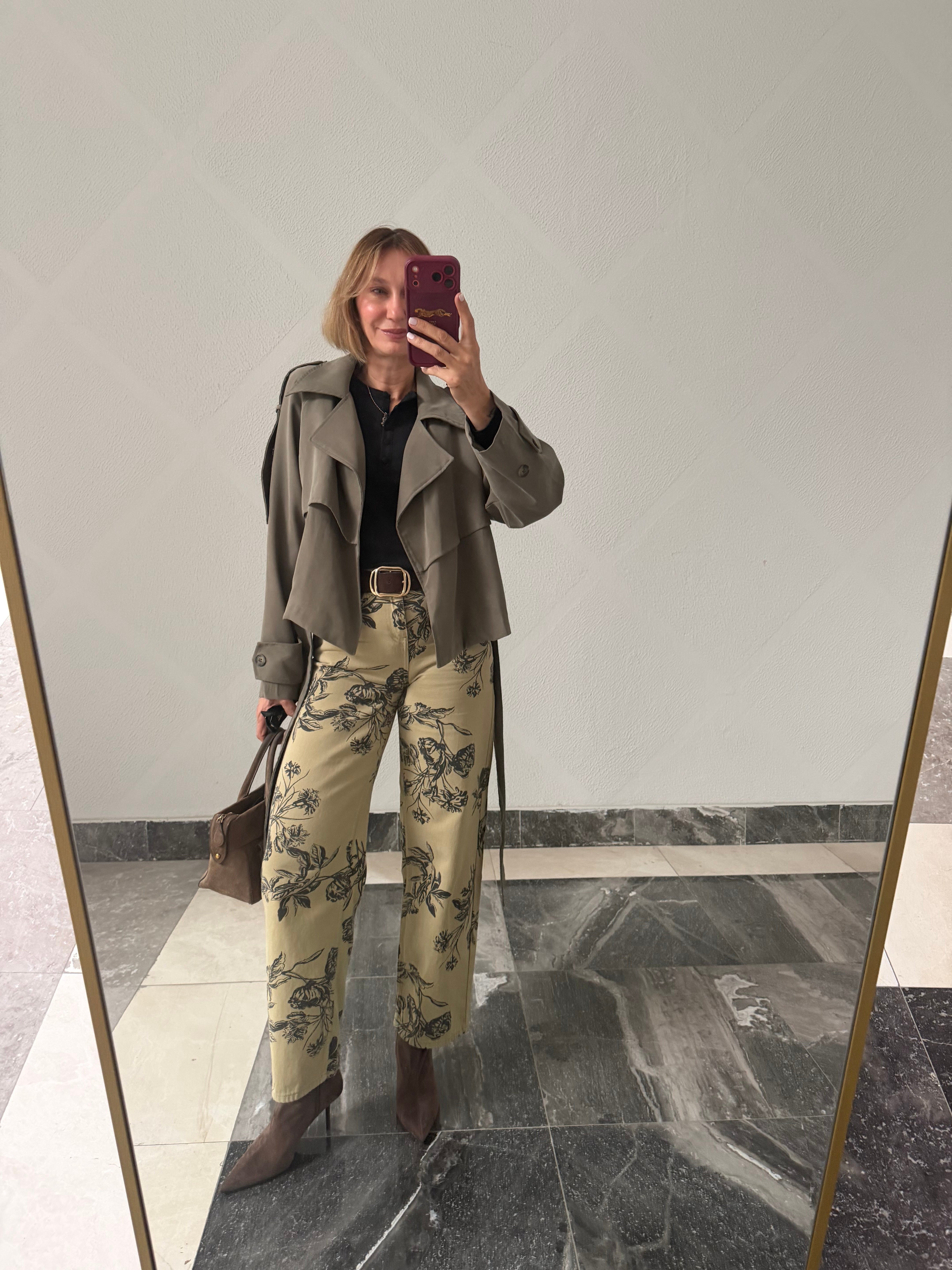 Zr Çiçek Desenli Denim