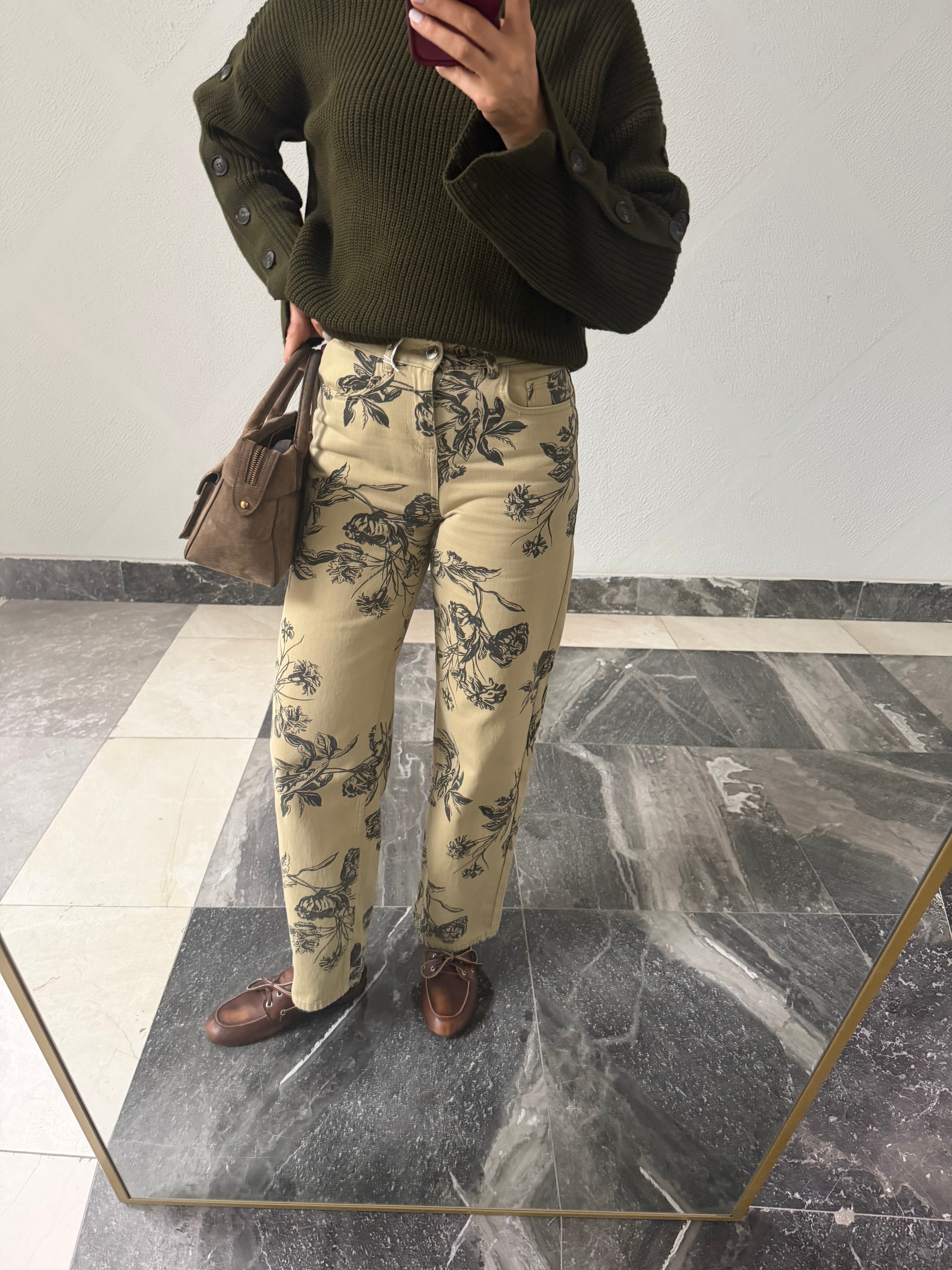 Zr Çiçek Desenli Denim