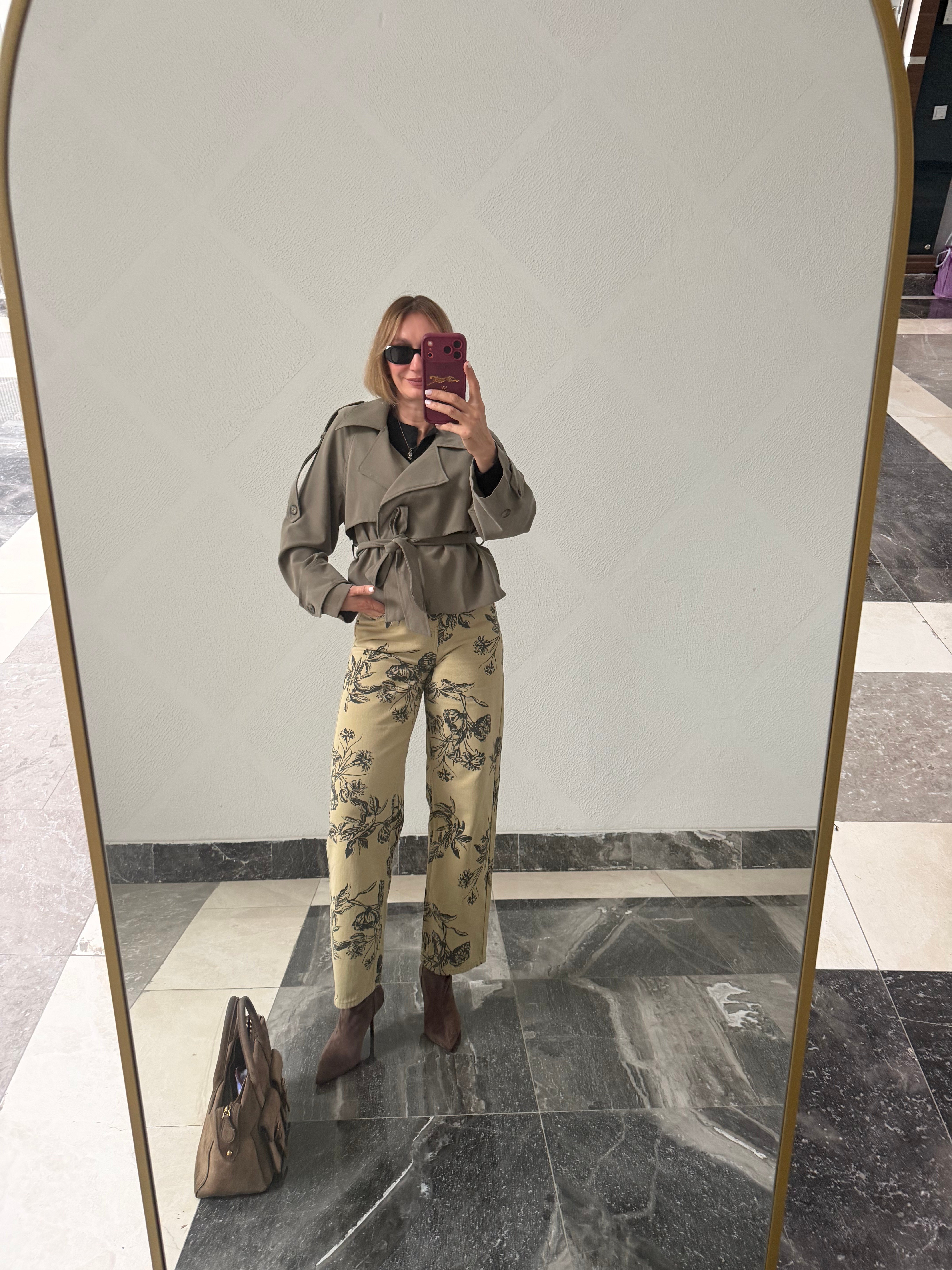Zr Çiçek Desenli Denim