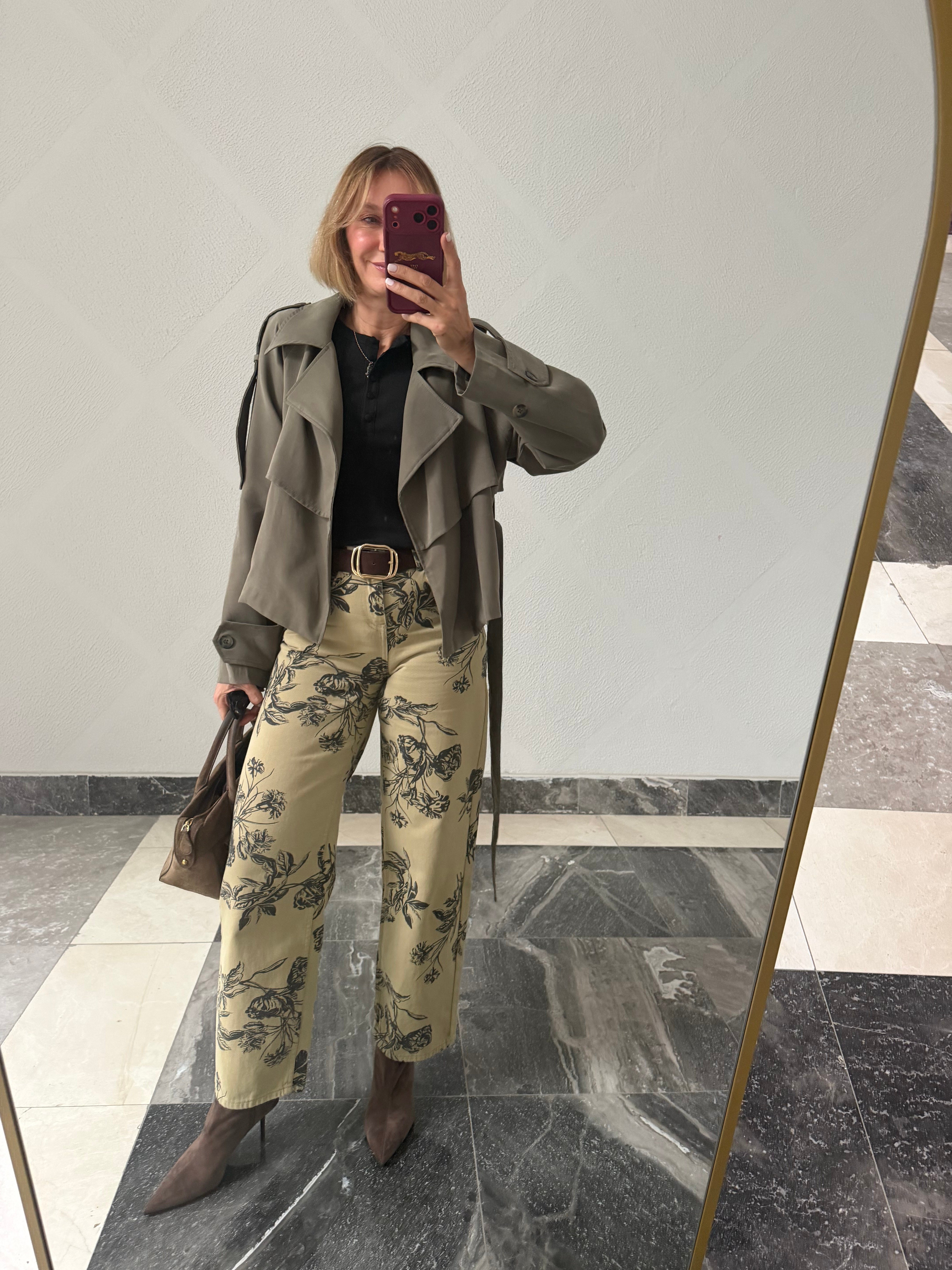 Zr Çiçek Desenli Denim