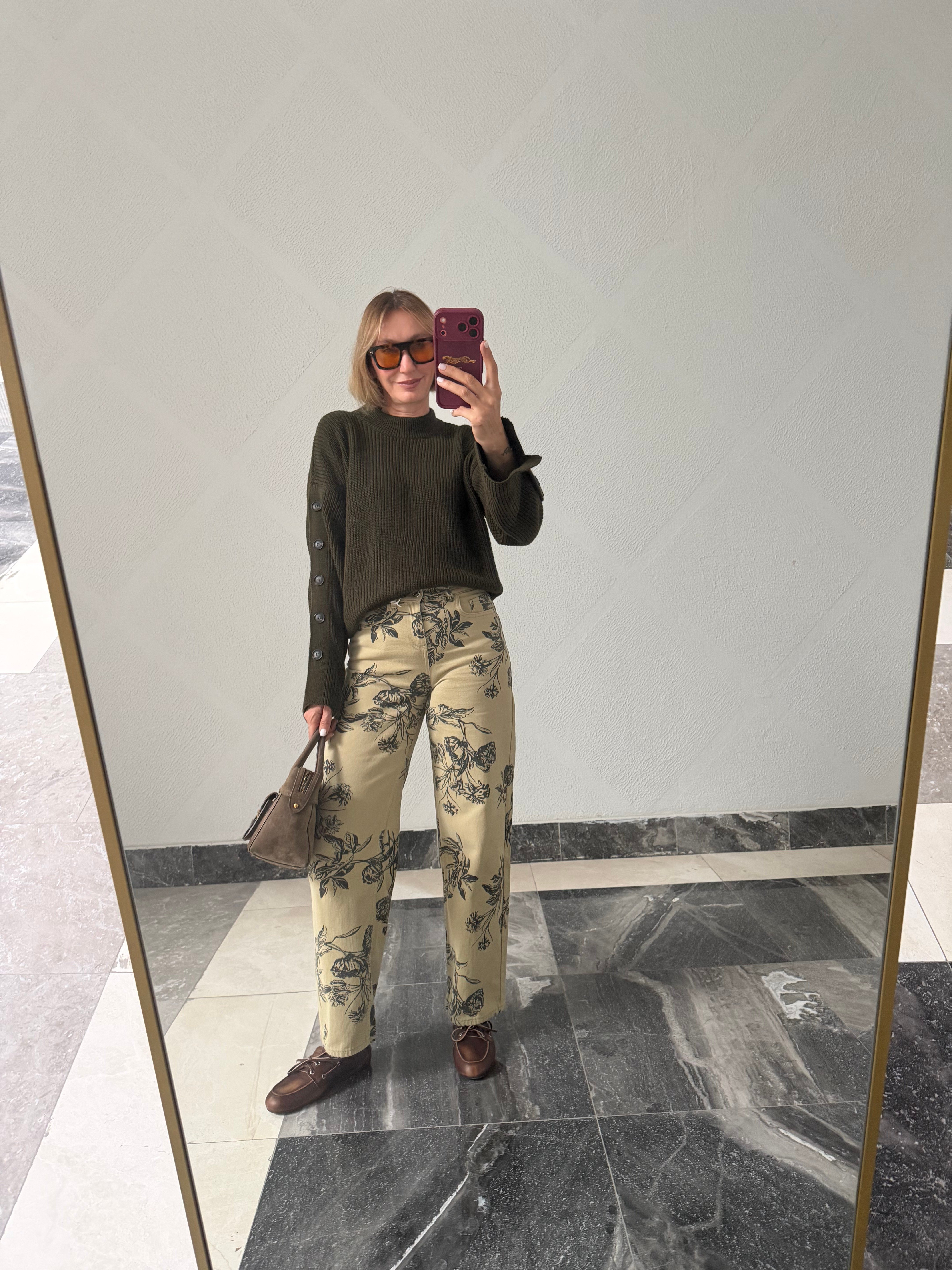 Zr Çiçek Desenli Denim
