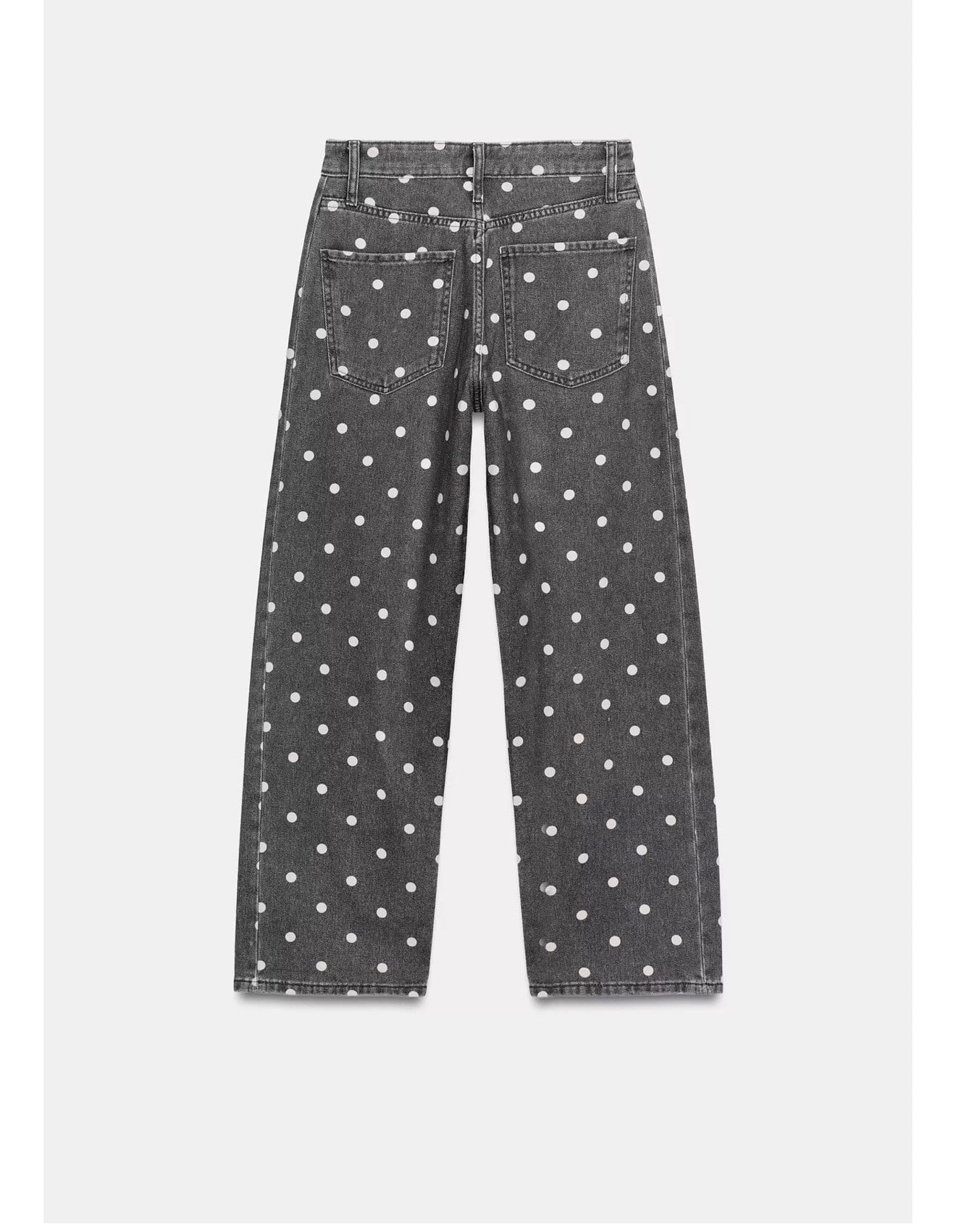 Zr Gri Puantiyeli Asimetrik Dikiş Bilek Boy Jean