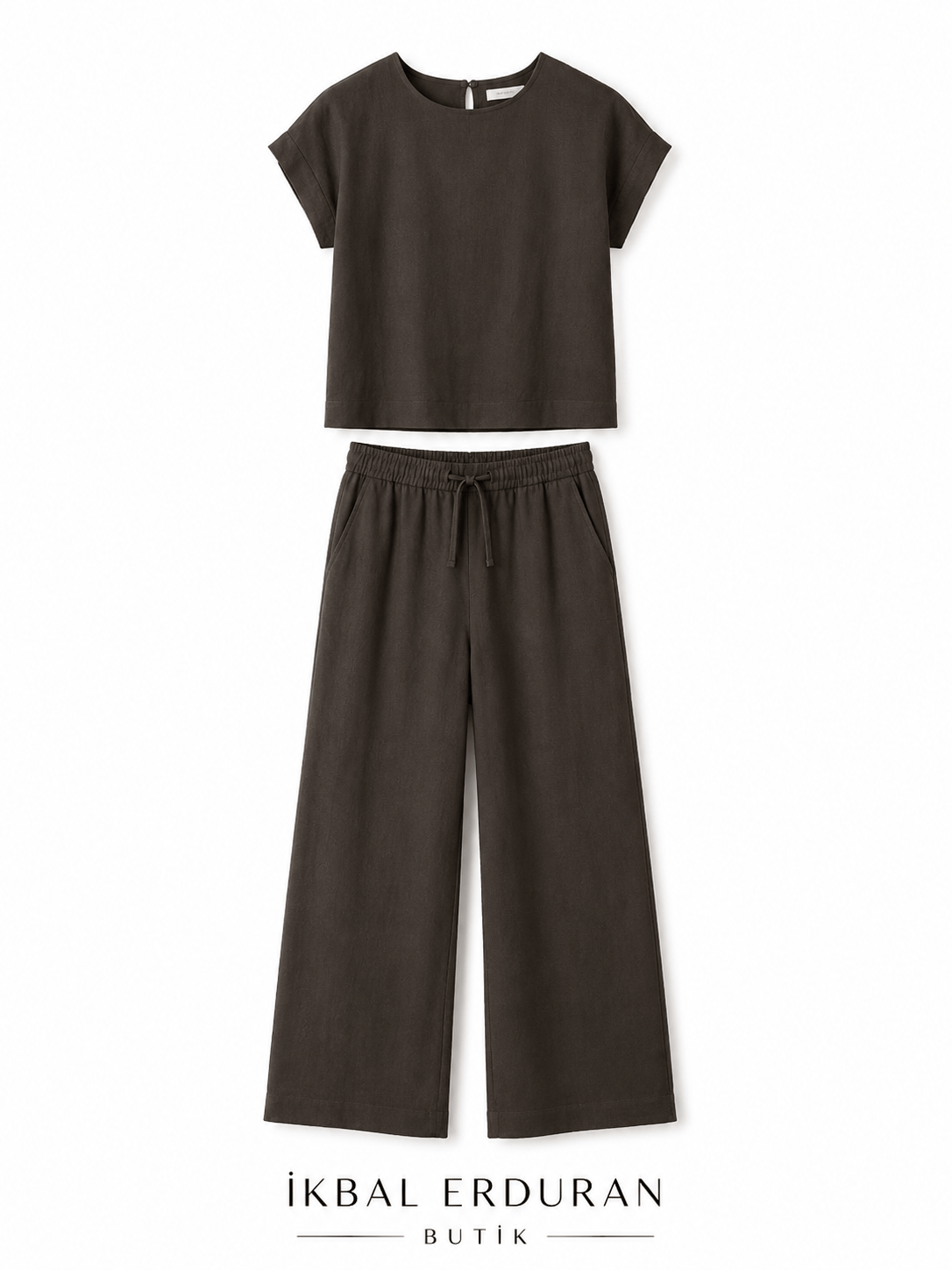Zr Keten  Füme Tshirt Pantolon Takım