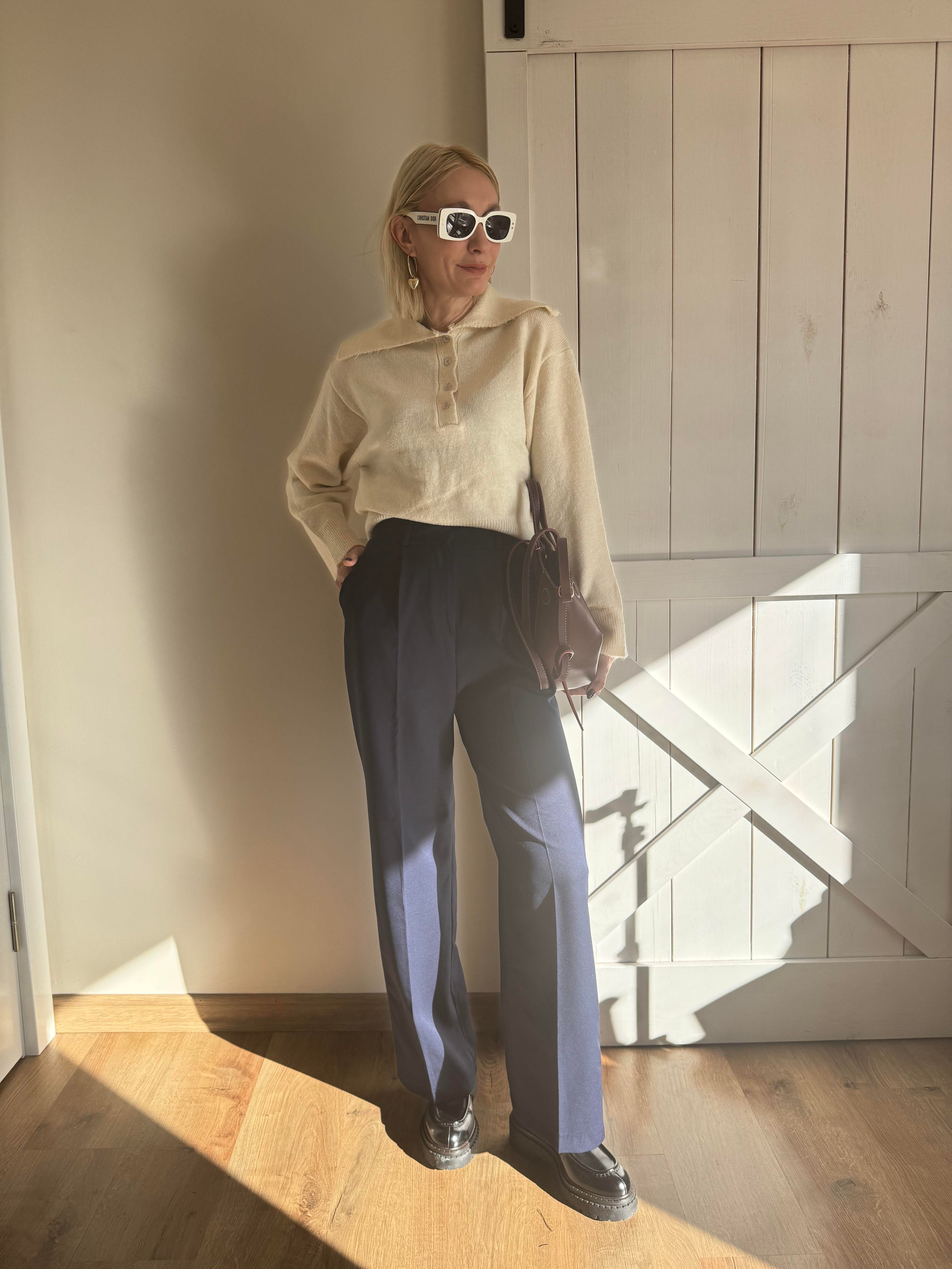 Zr Lacivert Palazzo Pantolon