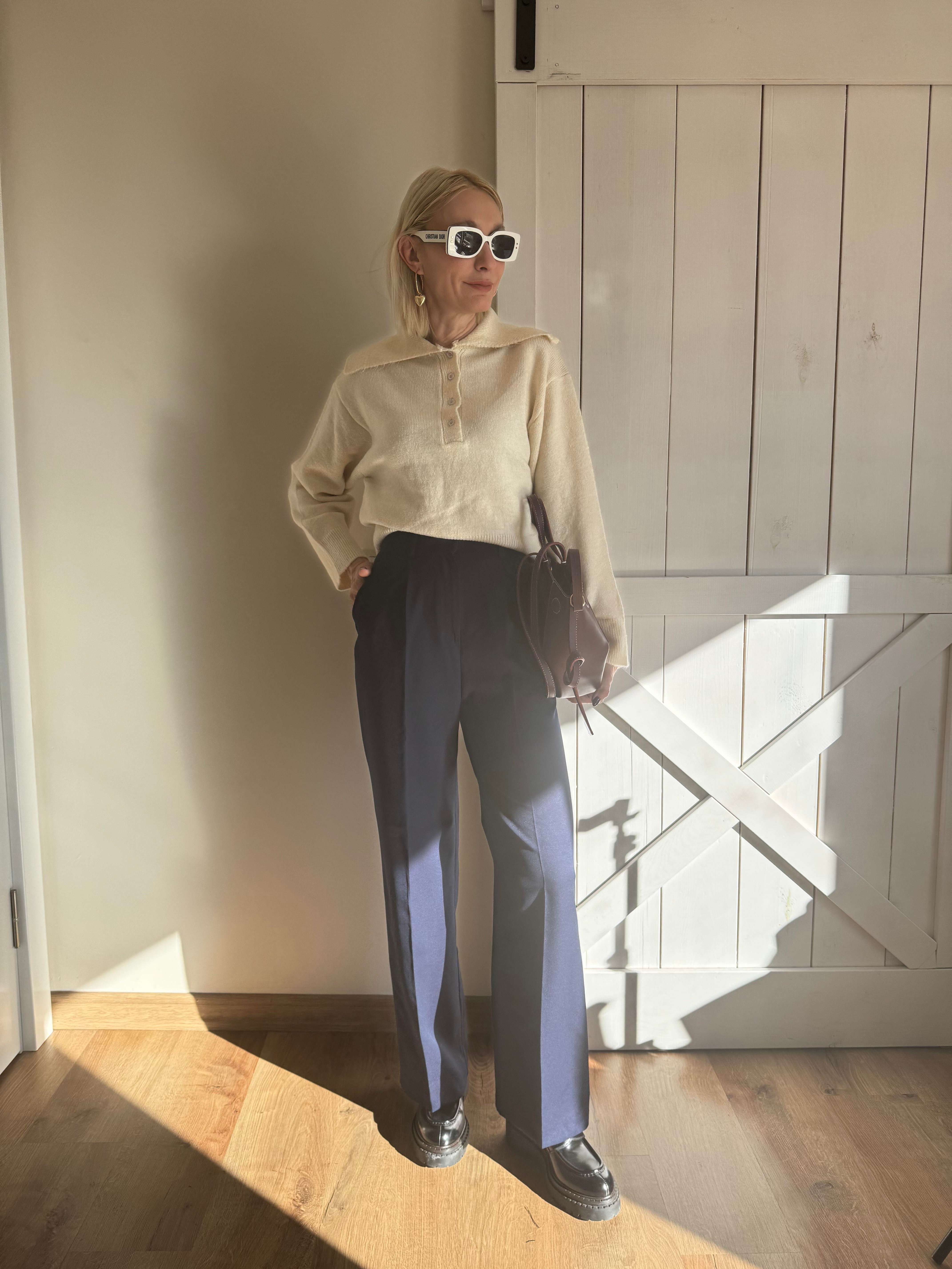 Zr Lacivert Palazzo Pantolon