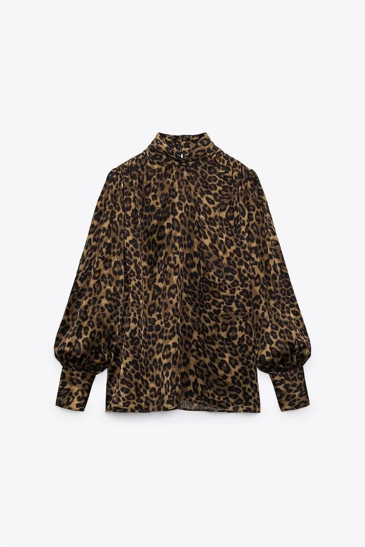 Zr Leopar Saten Desenli Bluz