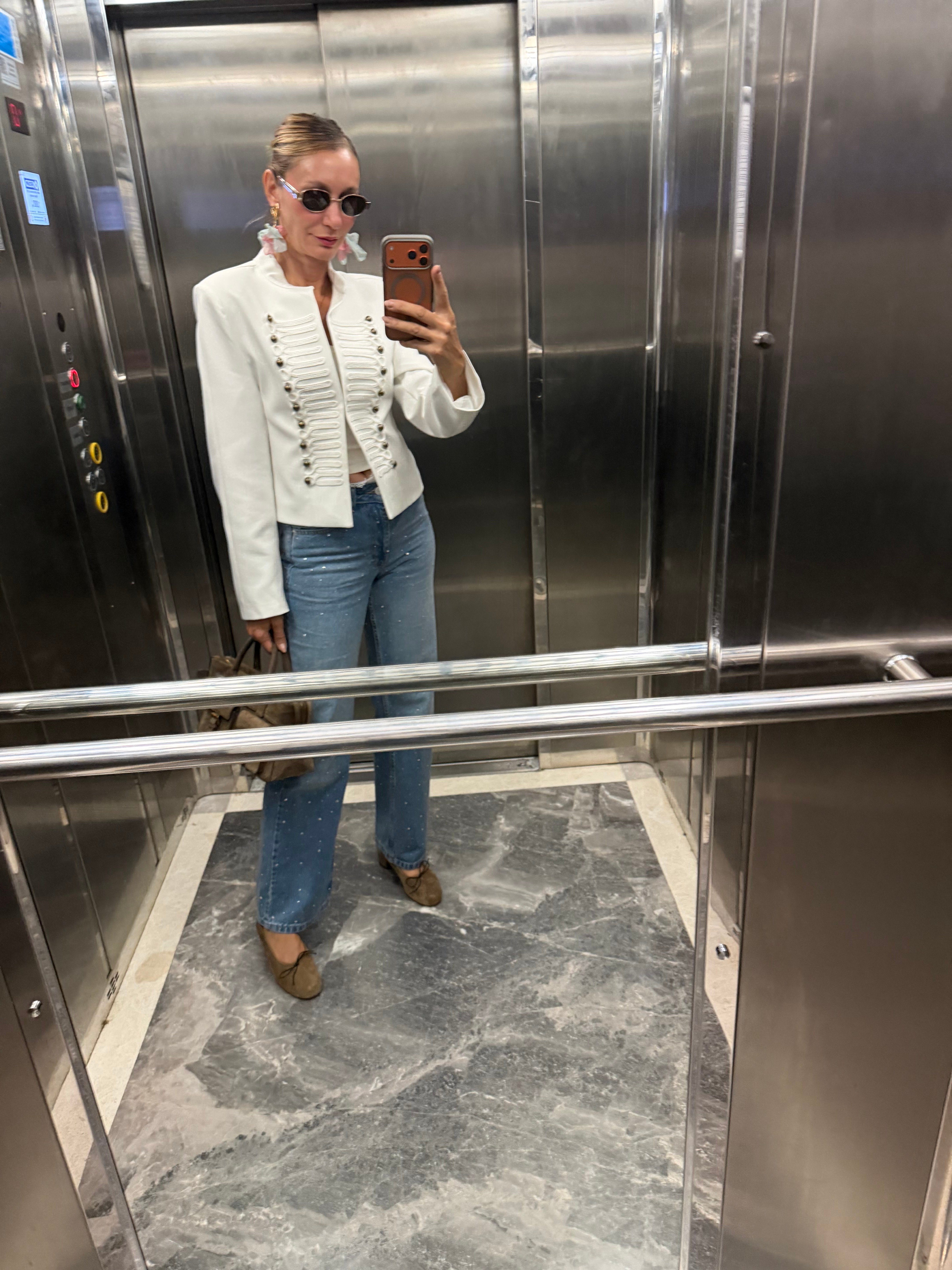 Zr Model Beyaz Napolyon Vatkalı Ceket