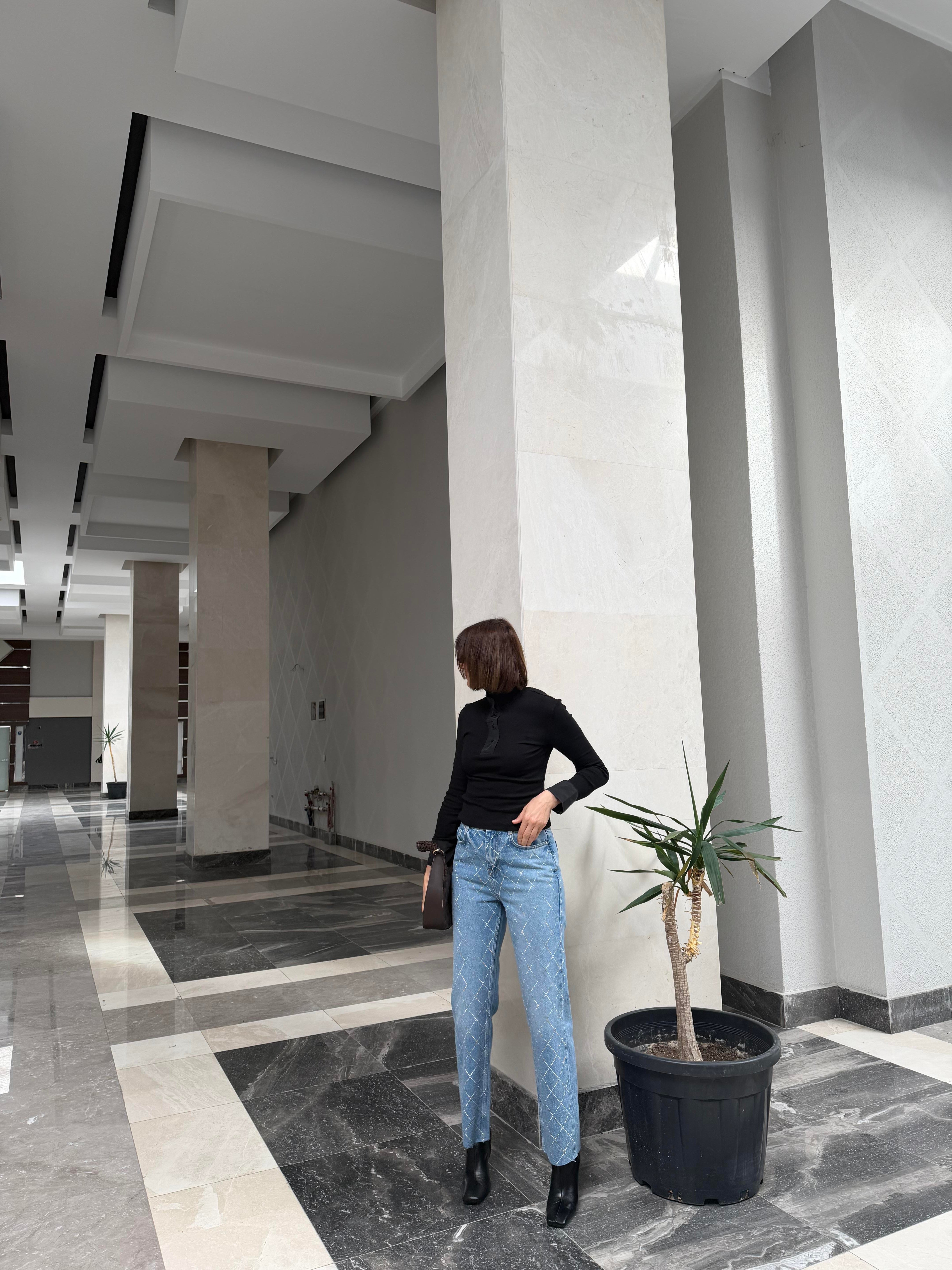 Zr Önü Taşlı Denim