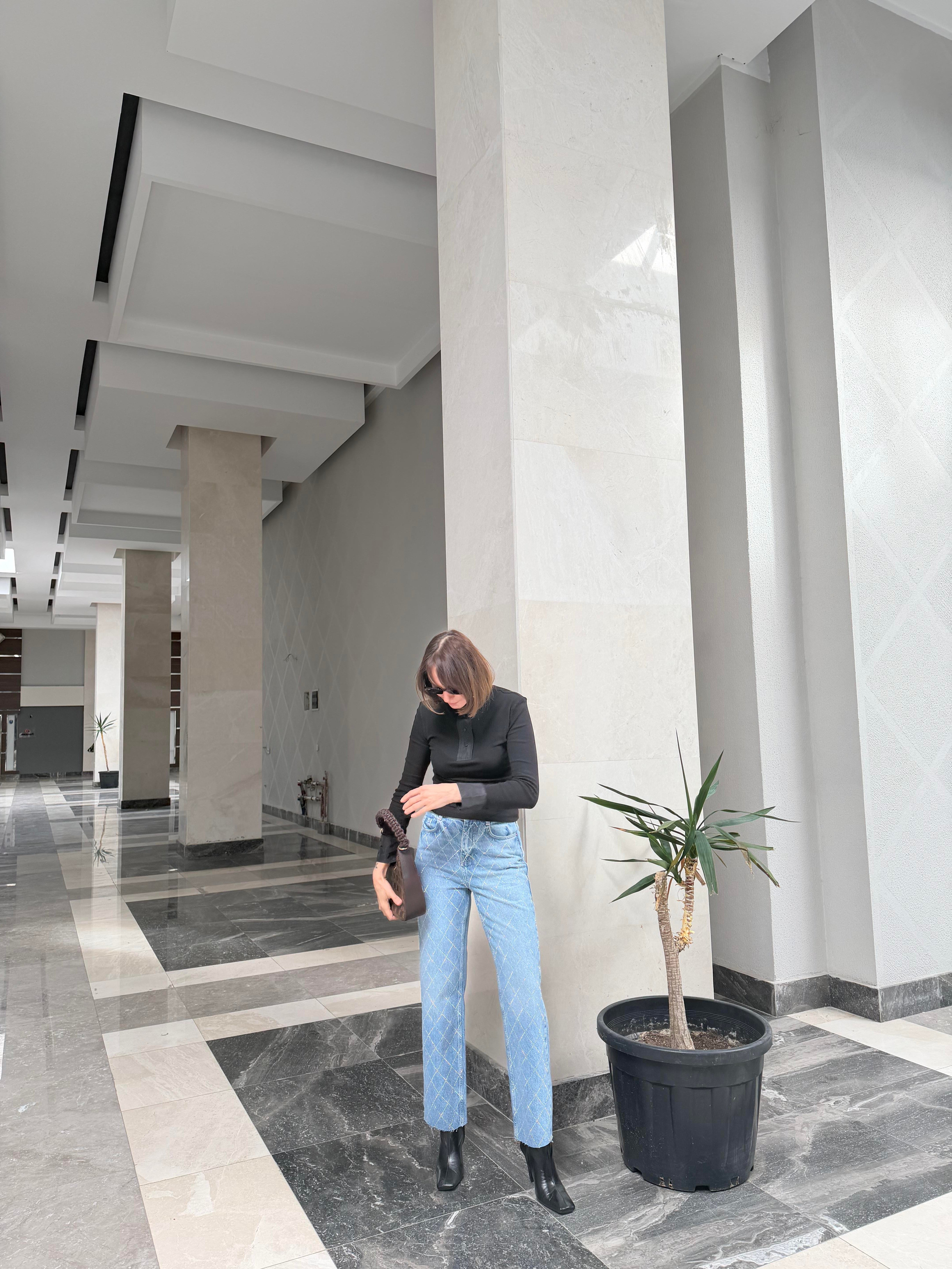 Zr Önü Taşlı Denim