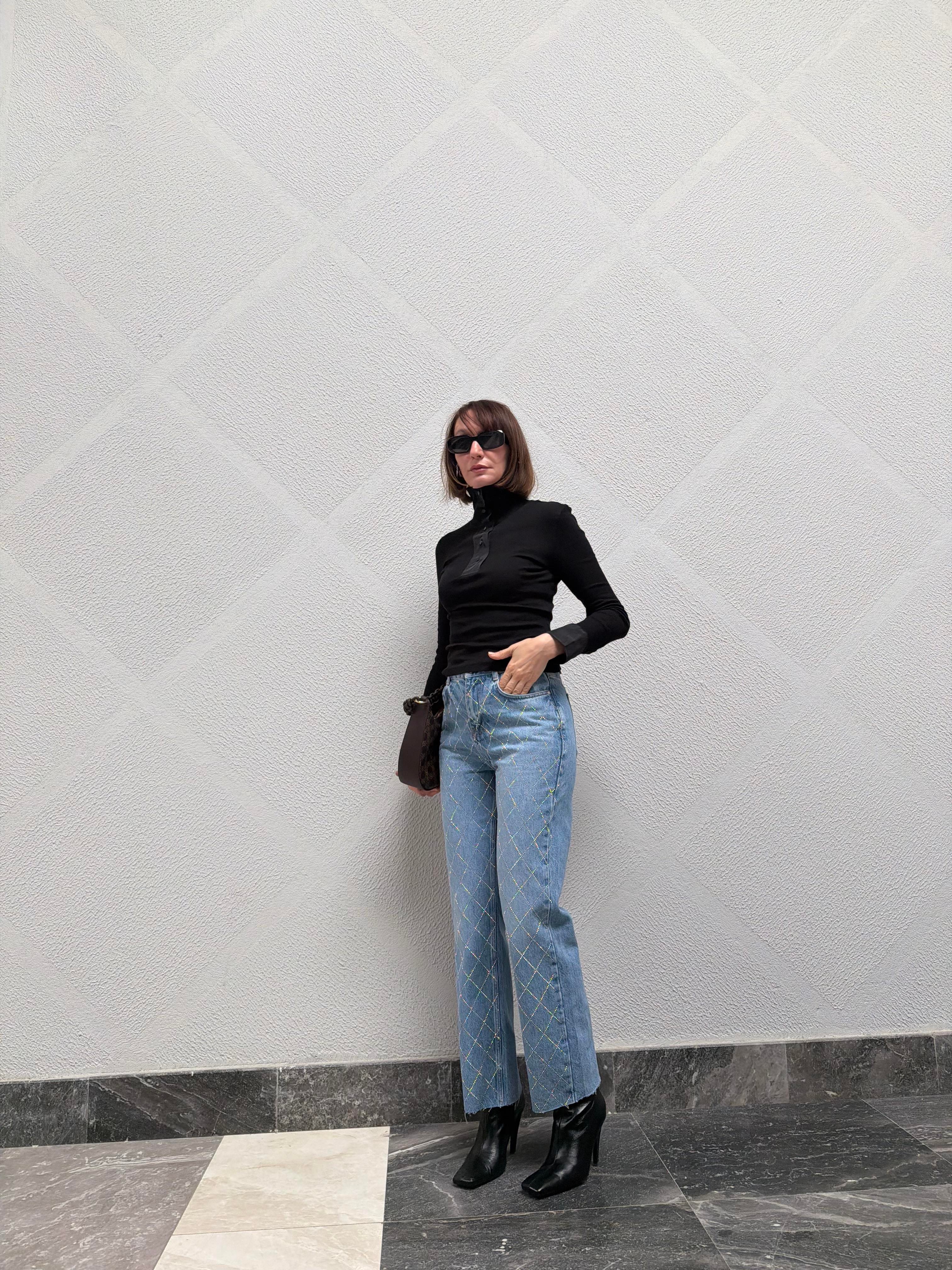 Zr Önü Taşlı Denim